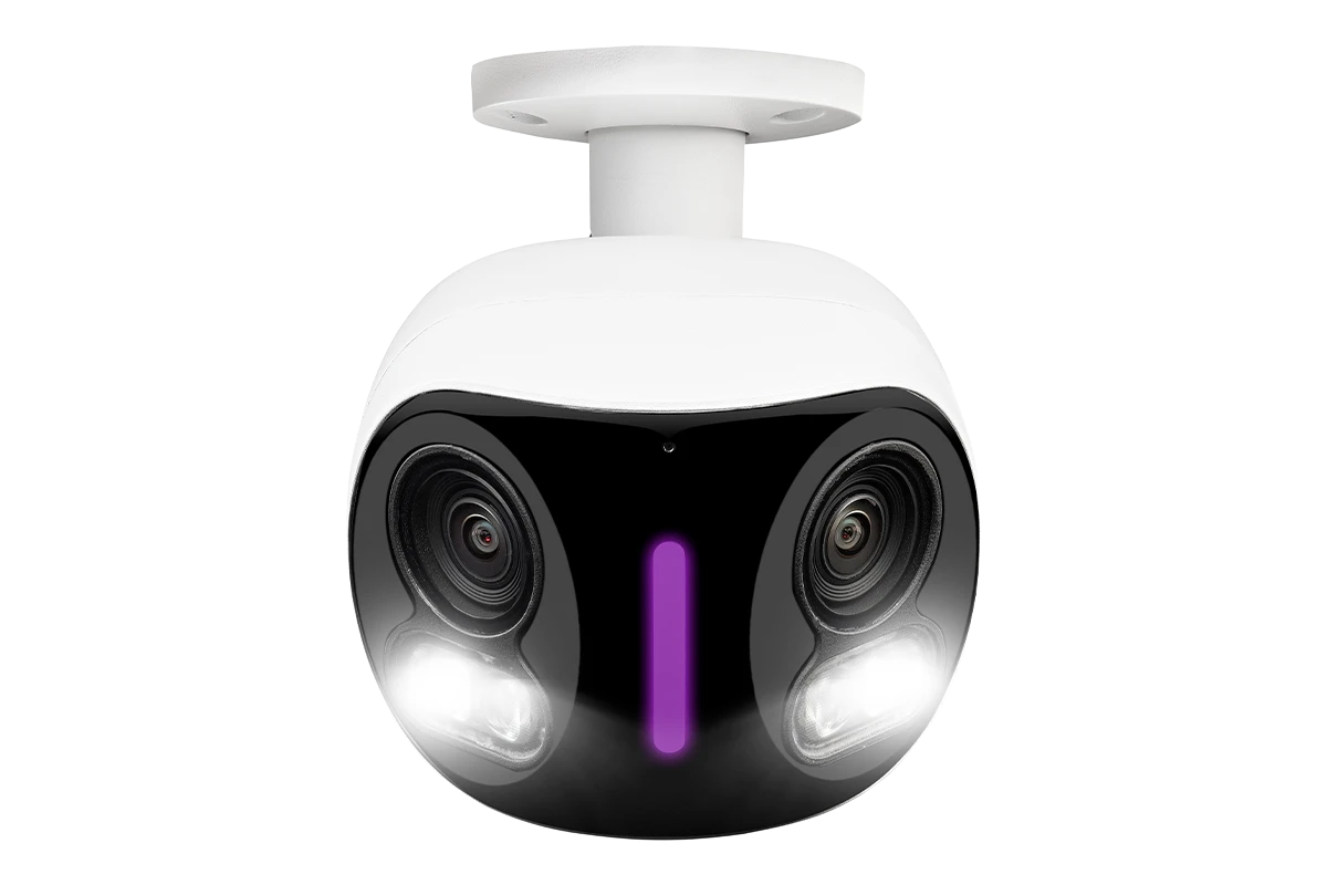 Lorex 4K Ultra HD Dual Lens Wi-Fi Security Camera with Smart Motion-Activated LED Lighting - Indoor/Outdoor Home Surveillance & Night Vision Monitoring for Enhanced Security