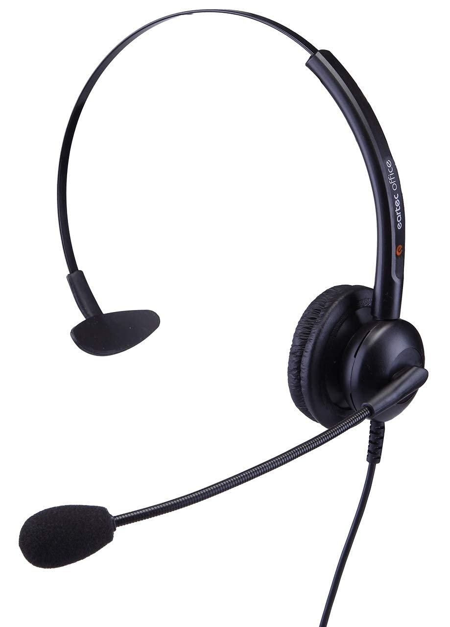 Eartec Single Ear Office Headset Compatible with Panasonic KX-DT321, KX-DT333, KX-DT343, KX-DT346, KX-DT521, KX-DT543 & KX-DT546 Digital Phones - Includes Free 2.5mm Jack Cable (Model QD011) - Ideal for Call Centers, Customer Service & Office Communications