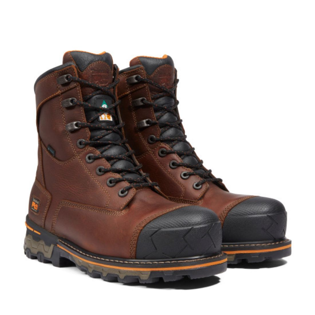 Timberland PRO Boondock Men's 8 Inch Waterproof Composite Toe Work Boots - Brown 89646 | Slip Resistant & Electrical Hazard Safety Shoes for Construction, Warehouse & Outdoor Jobs
