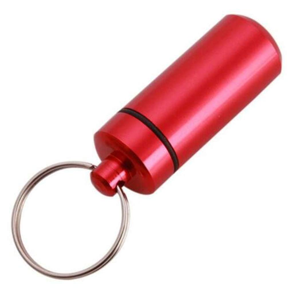 Portable Mini Pill Box Organizer Keychain - Travel Pill Storage Bottle for Medication & Vitamins (Red) - Perfect for Outdoor, Hiking, and Daily Use