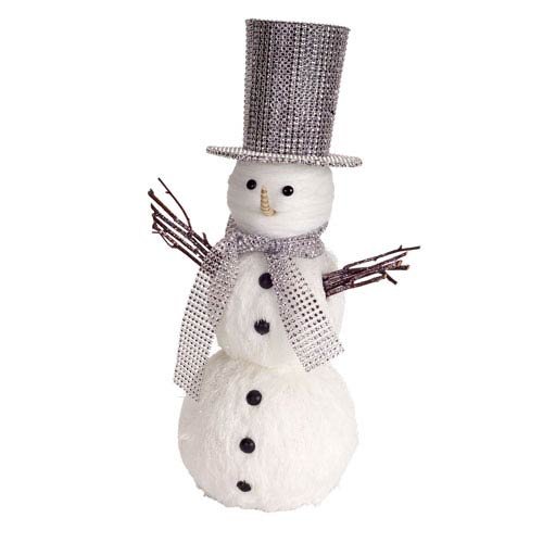 Melrose International White & Silver Snowman with Sequin Scarf & Hat - Festive Holiday Decor for Christmas Tree, Mantel & Winter Home Decorations