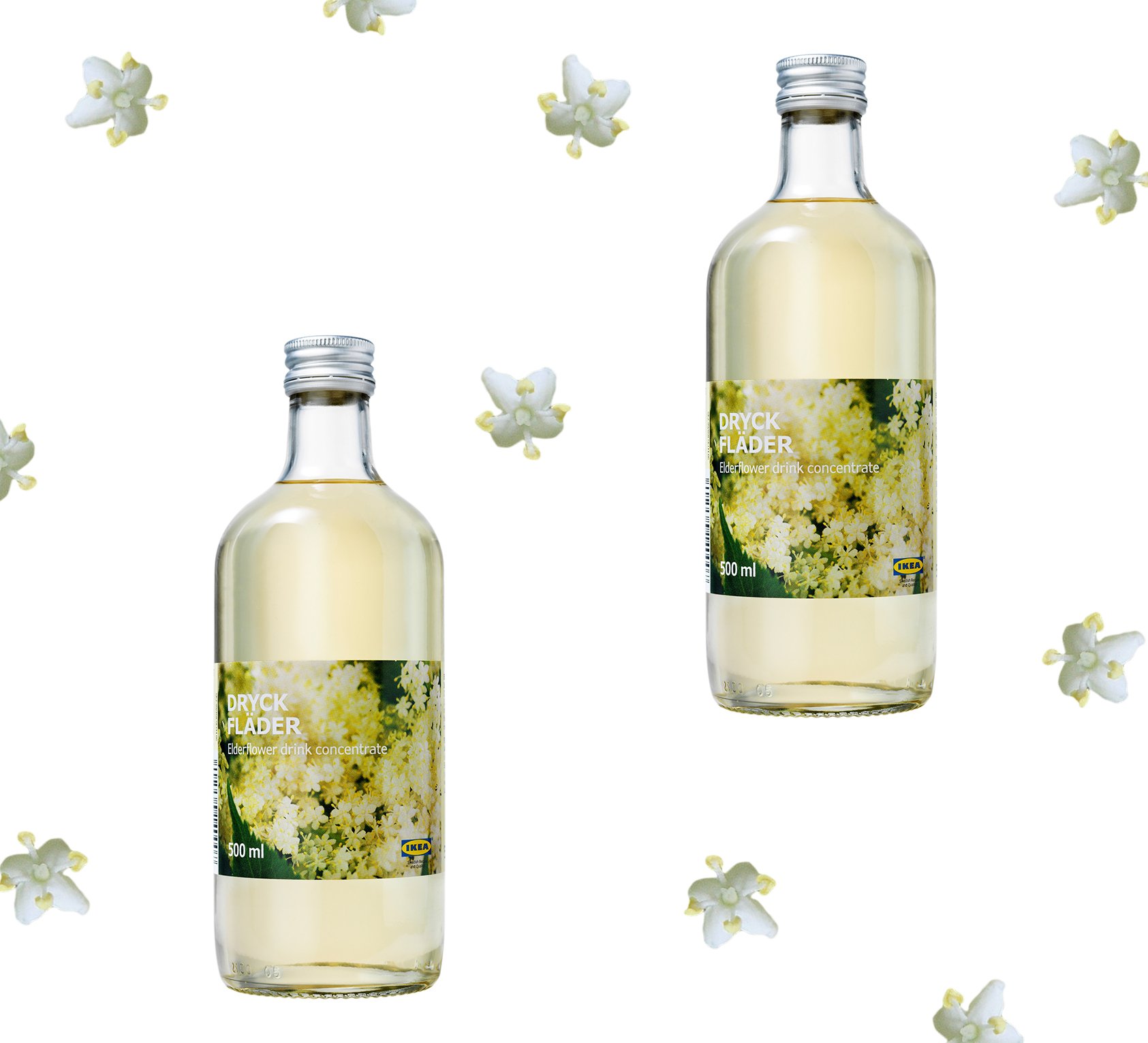 IKEA Elderflower Syrup - 16.9 oz European Drink Concentrate for Cocktails, Tea & Desserts - Natural Fruit Juice Sweetener (2-Pack) - Perfect for Summer Beverages, Baking & Mocktails