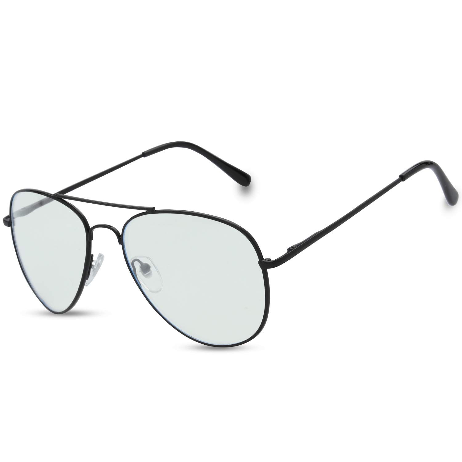 Blue Light Blocking Glasses for Men & Women - Aviator Frame Computer Gaming Glasses with Anti Blue Ray Protection (BAV303 Black) - Reduce Eye Strain for Work, Gaming & Screen Time
