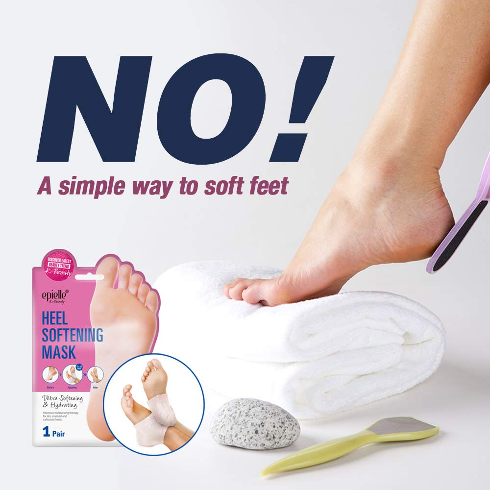 Epielle Heel Softening Mask - Intensive Moisturizing Therapy for Dry, Cracked & Calloused Feet | Ultra Hydrating Foot Mask for Soft Heels | Perfect for Home Foot Spa, Self Care & Pedicure Prep (4 Pack) | Great for Post-Workout Recovery & Winter Foot Care