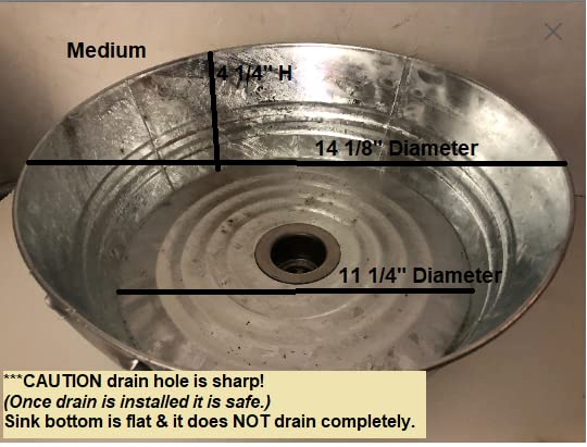 Rustic Farmhouse Galvanized Jug Faucet with Medium Round Wash Pan Sink - Vintage Style Kitchen & Bathroom Sink for Country Home, RV, Camper, and Outdoor Use
