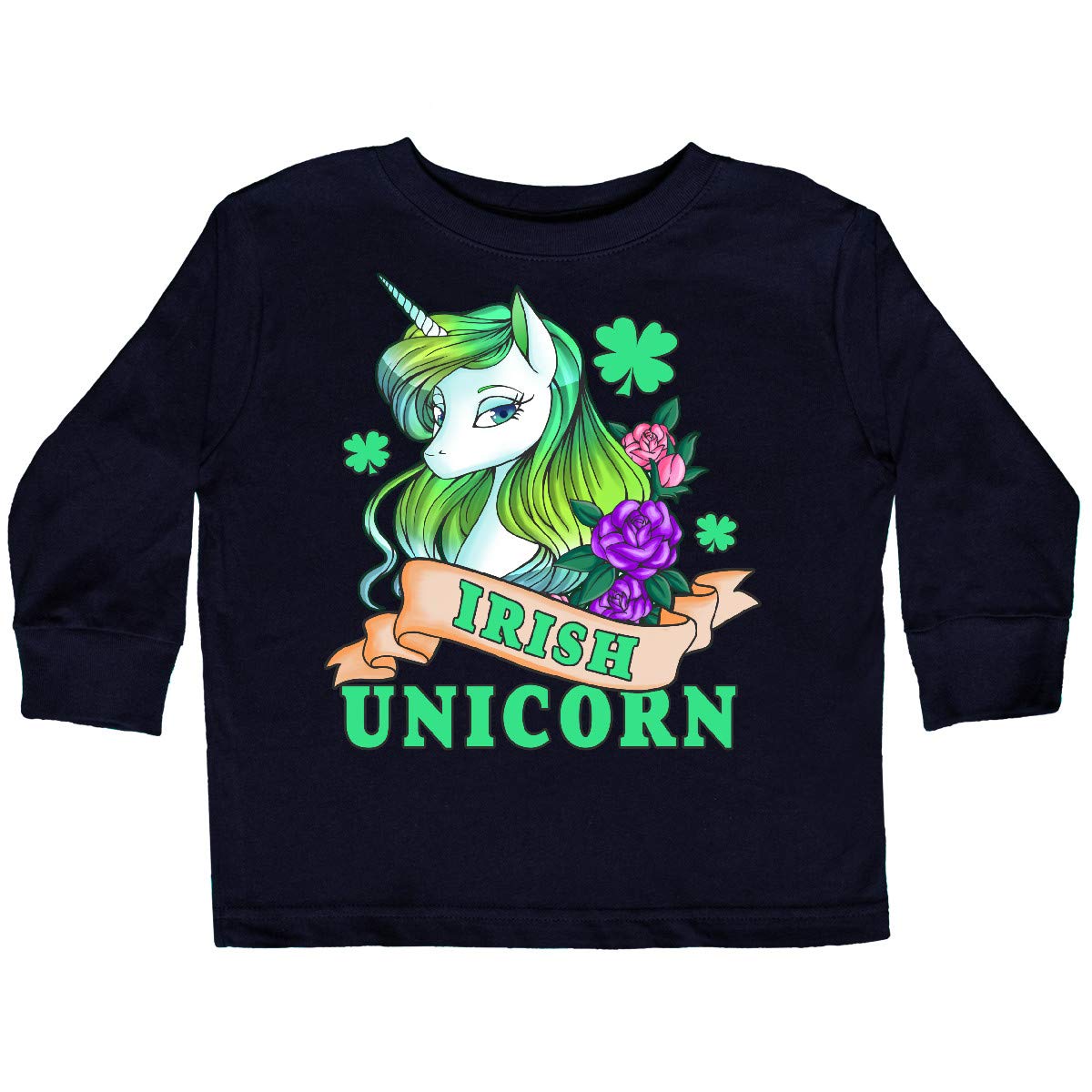 Inktastic St. Patrick's Day Irish Unicorn Print Toddler Long Sleeve T-Shirt - Cute Holiday Outfit for Boys & Girls, Perfect for St. Paddy's Day Celebrations & Festive Family Photos