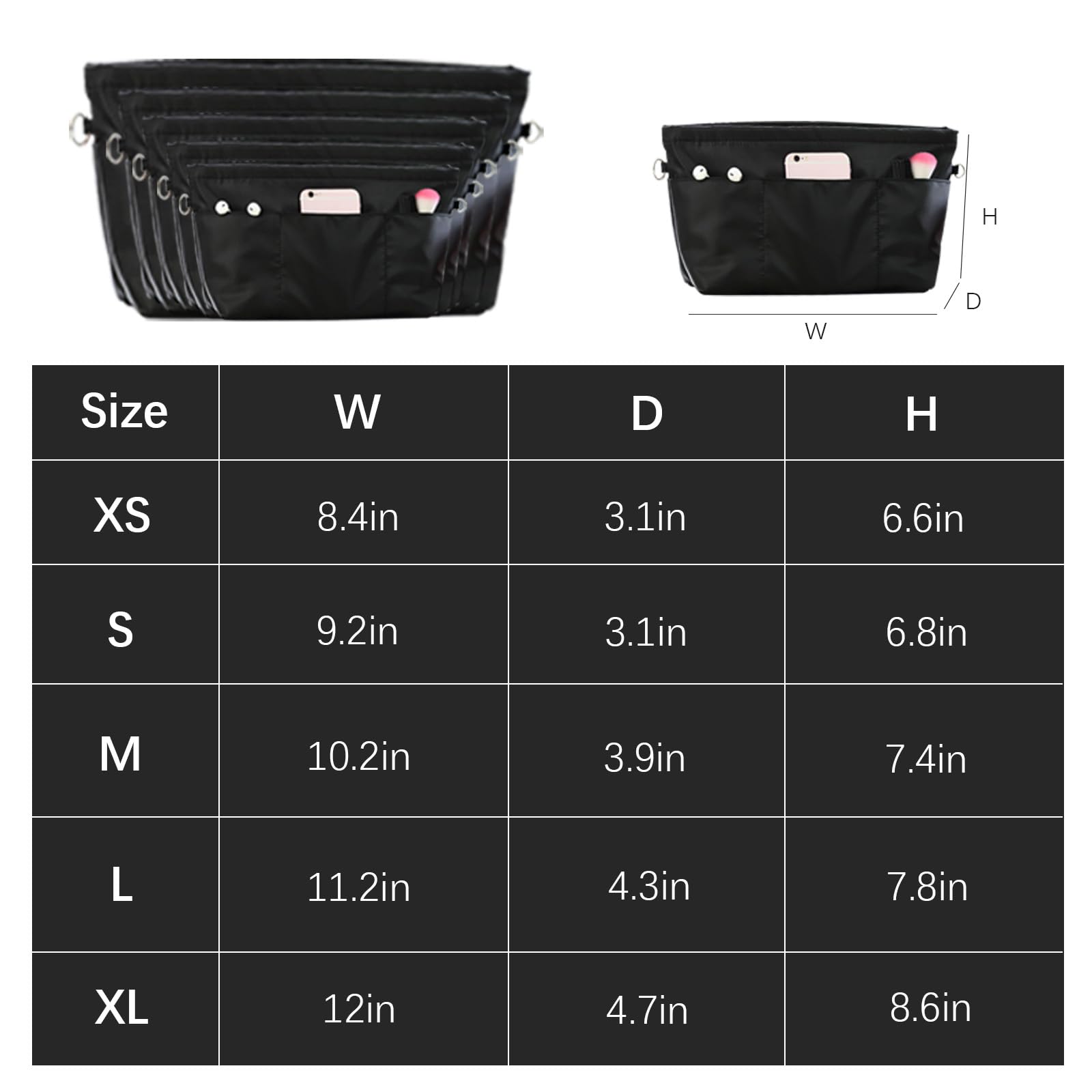 Lckaey Purse Organizer Insert for Neverfull GM MM Graceful PM - On-the-Go Handbag Organizer 3055 Black - Perfect for Travel, Work & Daily Use