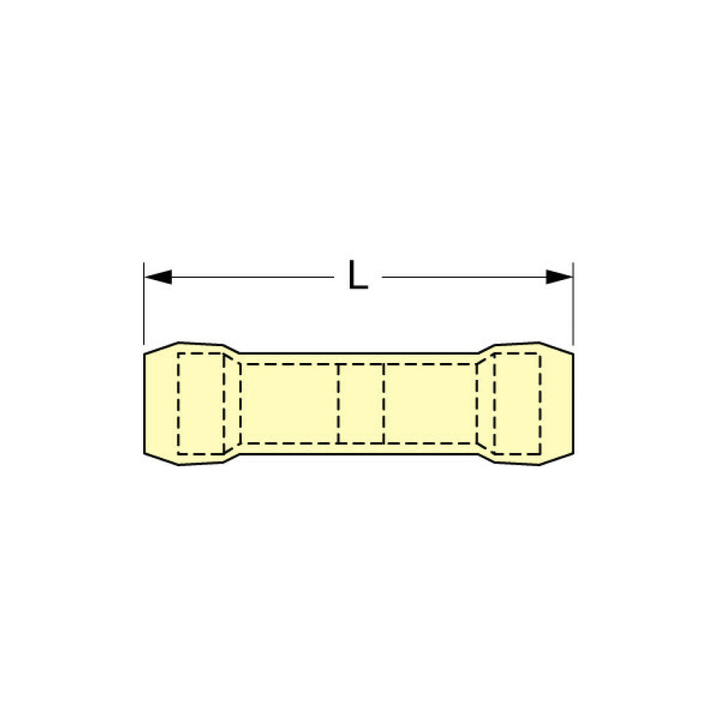 3M 94790 Butt Connector - Nylon Insulated with Insulation Grip for 12-10 AWG Wires (Pack of 63) - Ideal for Automotive, Marine and Electrical Wiring Projects