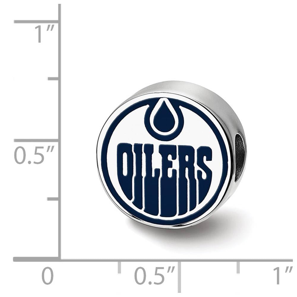 Sterling Silver NHL Edmonton Oilers Enamel Logo Bead - Official Team Jewelry for Fans, Gifts & Game Day Accessories | Perfect for Bracelets, Necklaces & Sports Memorabilia Collections