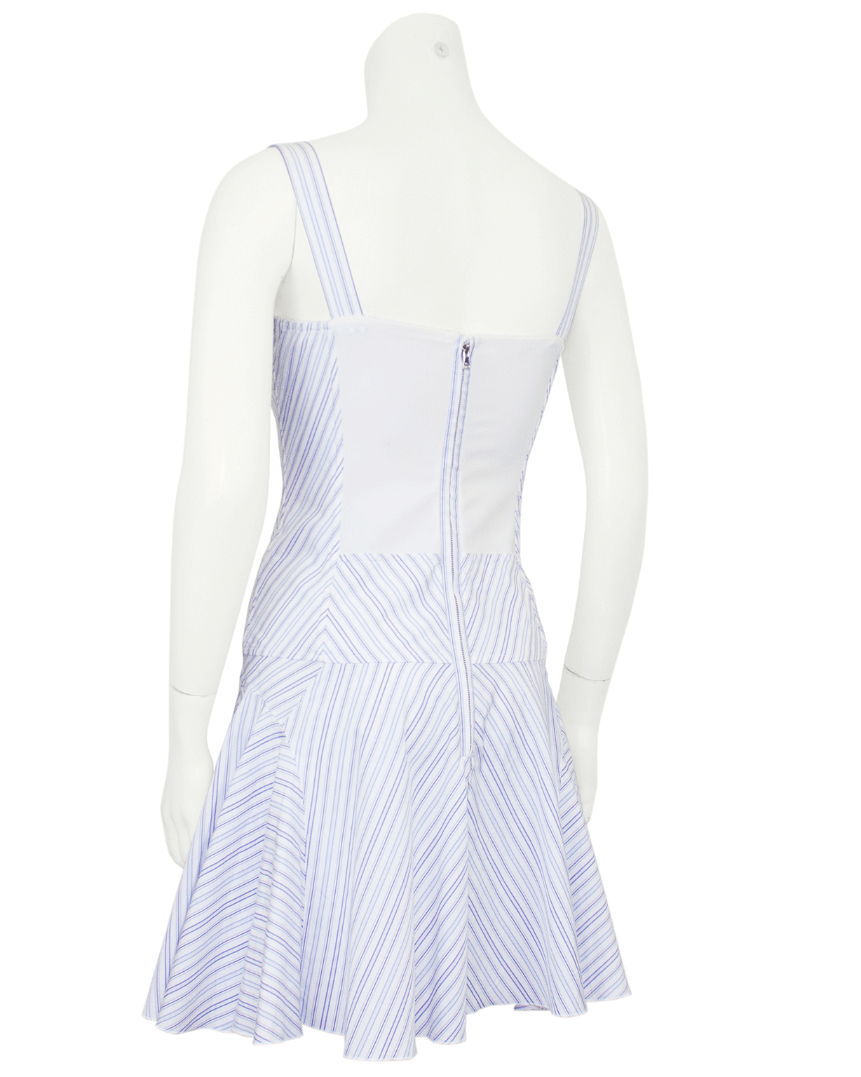 Blue and White Chevron Striped Cotton Mini Dress for Women - Summer Casual Sundress, Beach Cover Up, Party Outfit