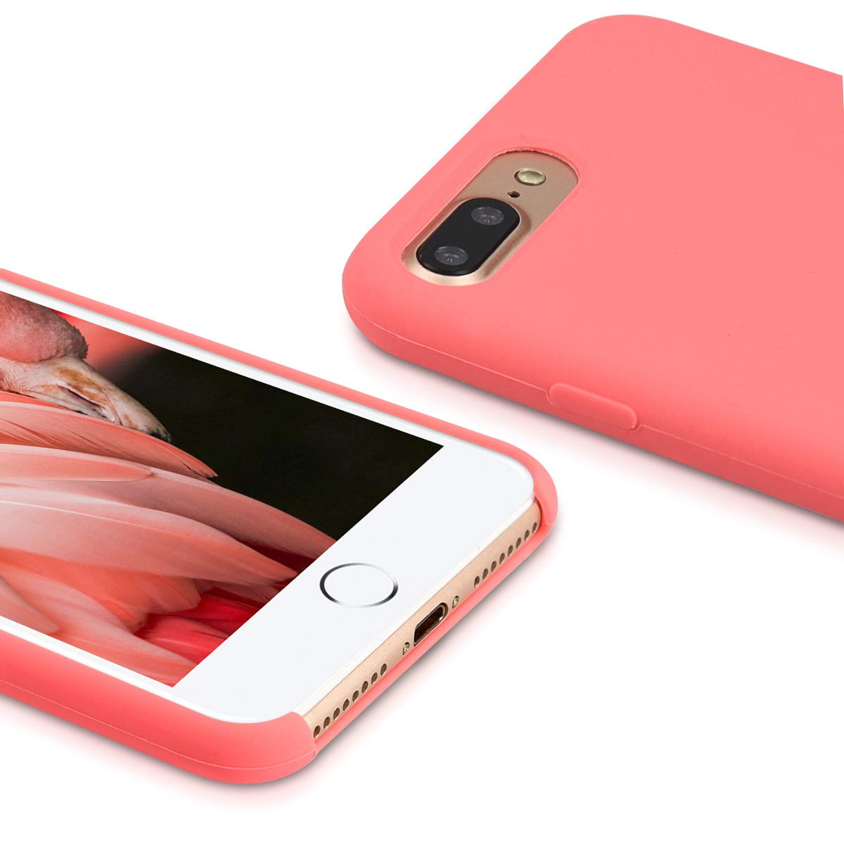 kwmobile Shockproof TPU Silicone Case for Apple iPhone 7 Plus/iPhone 8 Plus - Soft Protective Phone Cover in Neon Coral - Perfect for Everyday Use, Outdoor Activities & Travel Protection