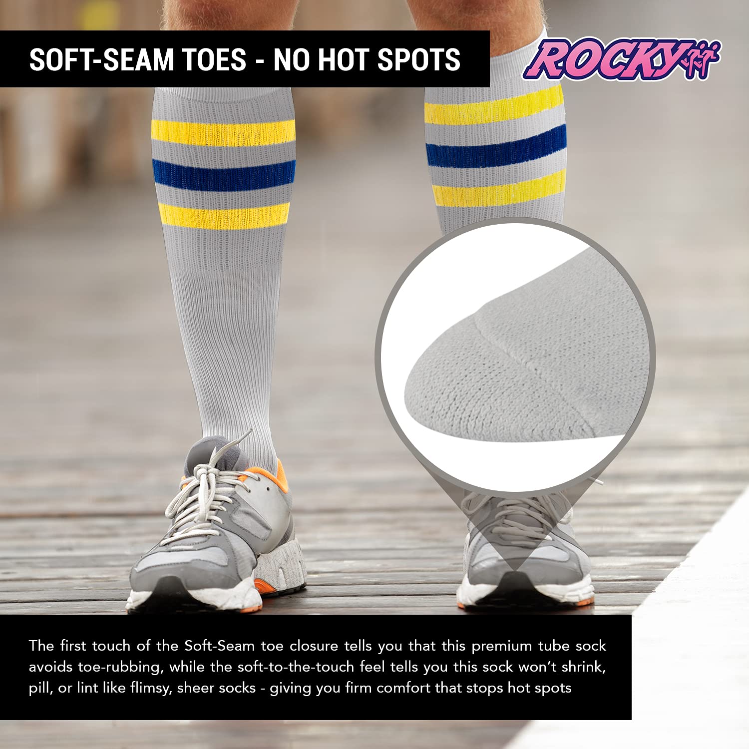 Men's Striped Over The Calf Tube Socks - 6-Pair Pack (Sizes 9-15) - Comfortable Athletic & Casual Socks for Running, Sports & Everyday Wear
