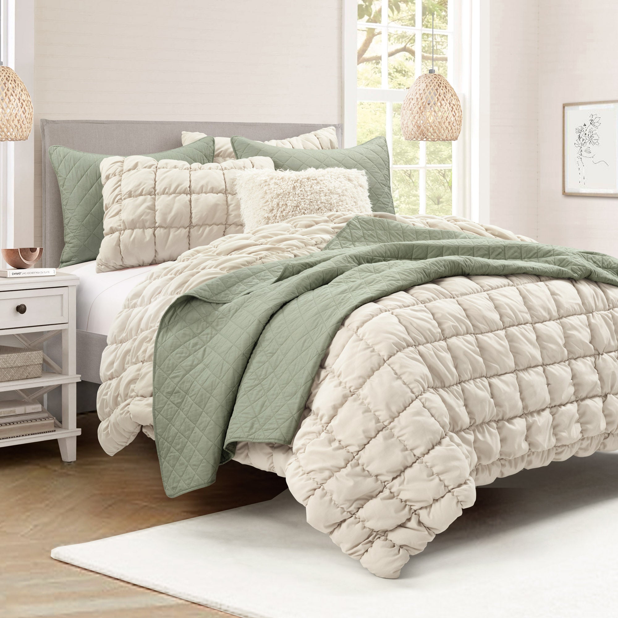 Cozy Puff Comforter Set - Ultra Soft & Lightweight Bedding for All Seasons | Perfect for Bedroom, Guest Room, Dorm & Airbnb