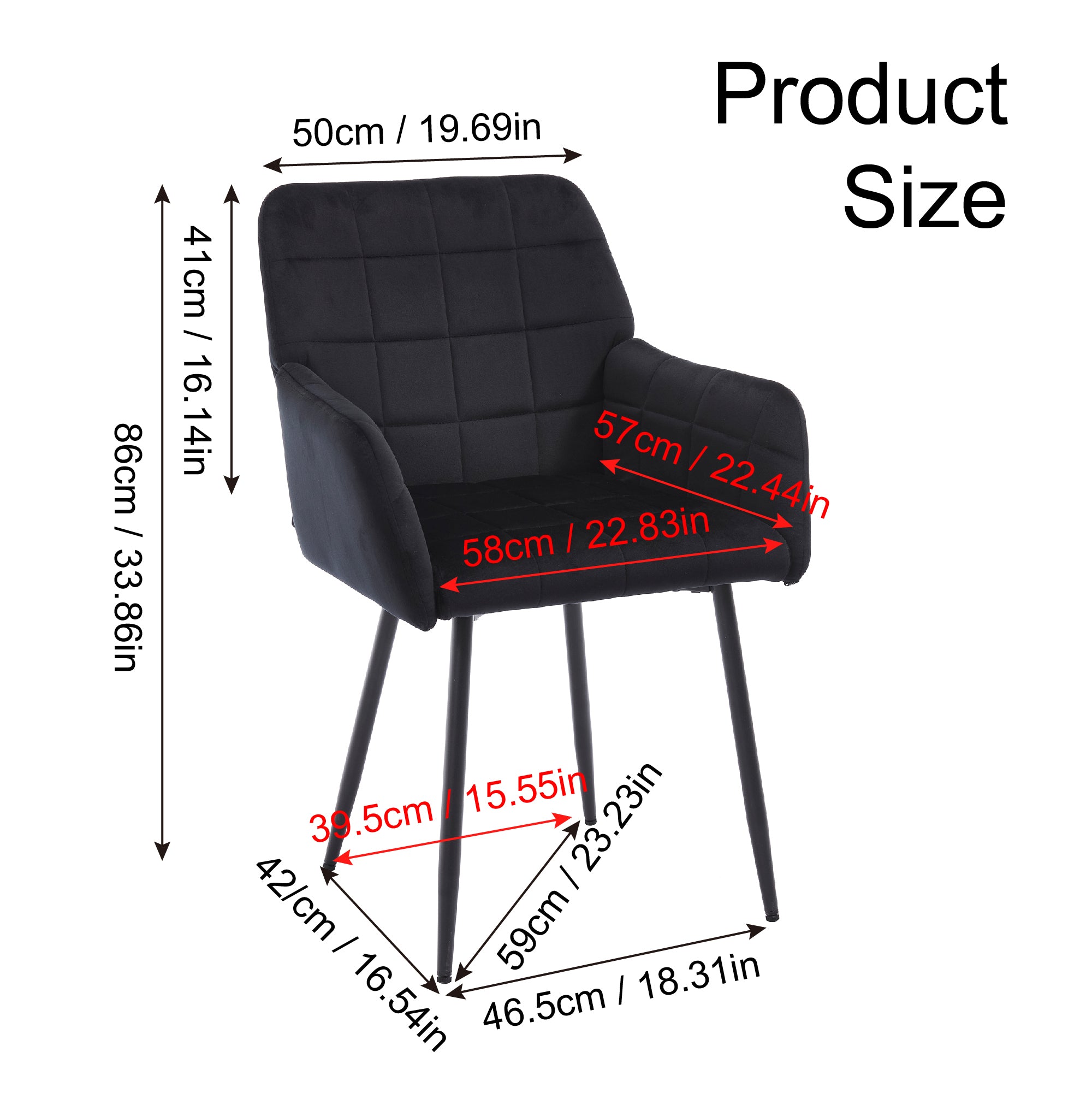 2-Piece Velvet Upholstered Dining Chairs Set with Armrests - Comfortable Kitchen & Living Room Seating - Easy Assembly & Cleaning - Perfect for Home Dining, Entertaining & Small Spaces (Black)
