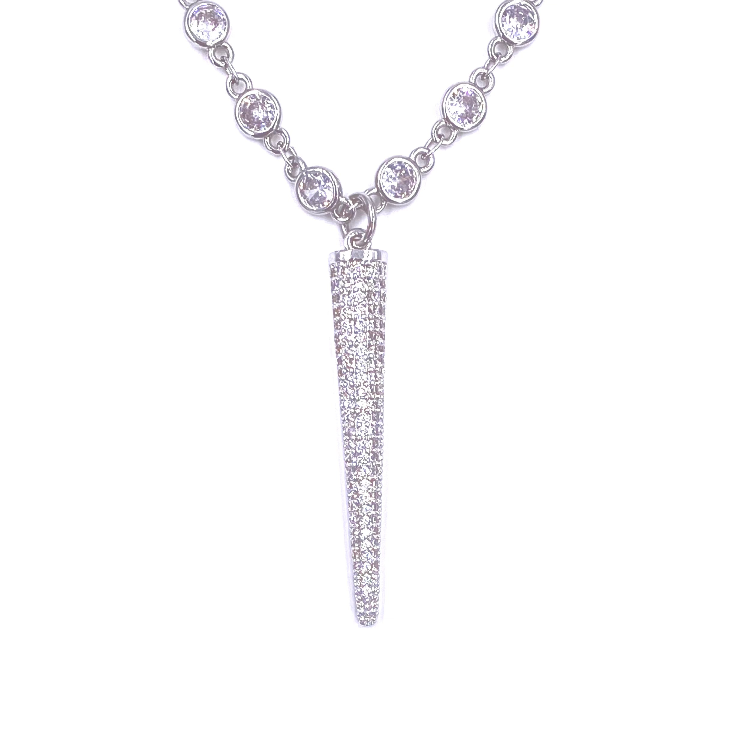 Ashley Gold Stainless Steel CZ By The Yard Elongated Triangle Necklace - Elegant Cubic Zirconia Pendant Jewelry for Women - Perfect for Weddings, Parties & Special Occasions