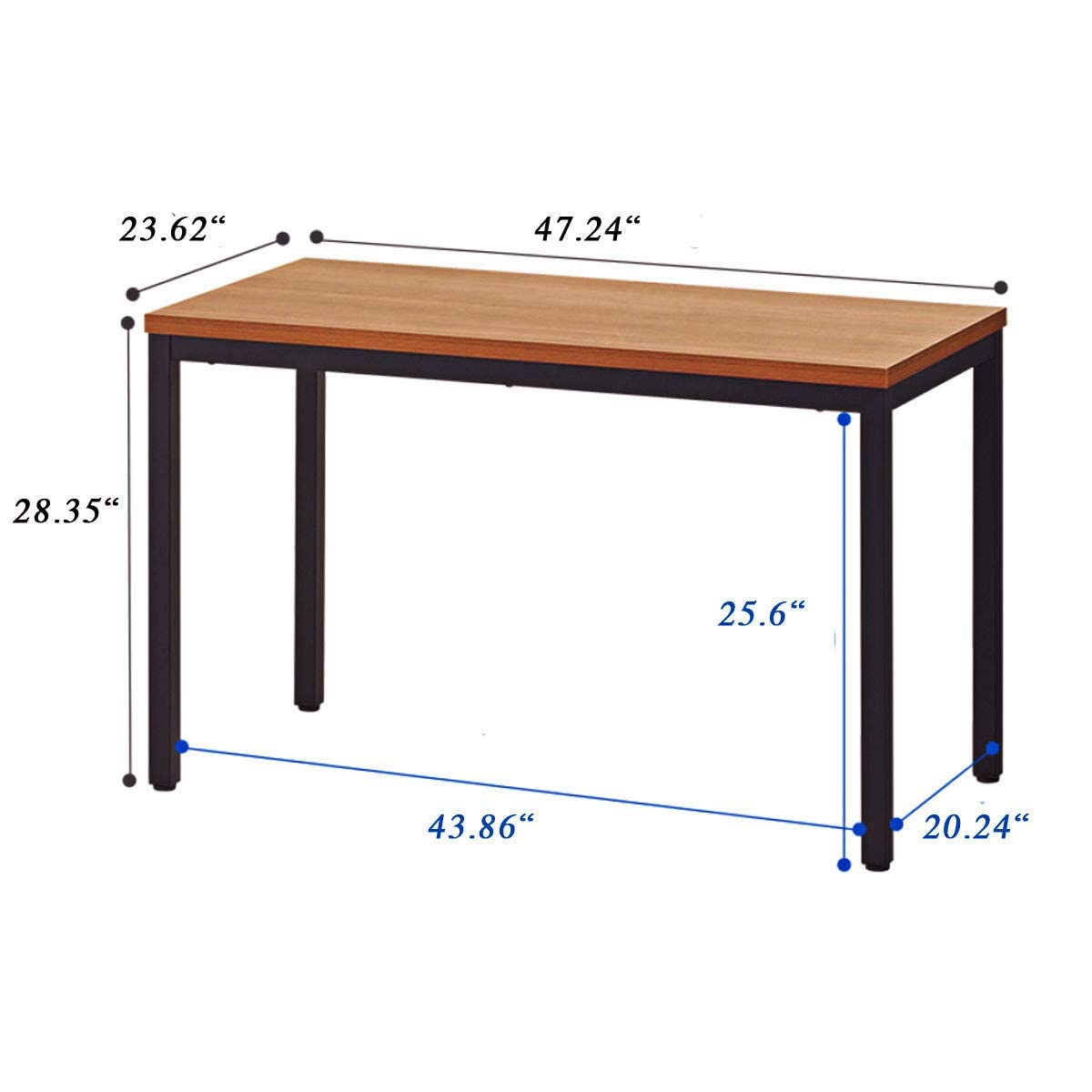 BIBOC 24X48 Inches Computer Desk & Dining Table - Sturdy Composite Wood Office Desk with Walnut & Black Legs - Perfect for Home Office, Study Room, or Small Space Workstation