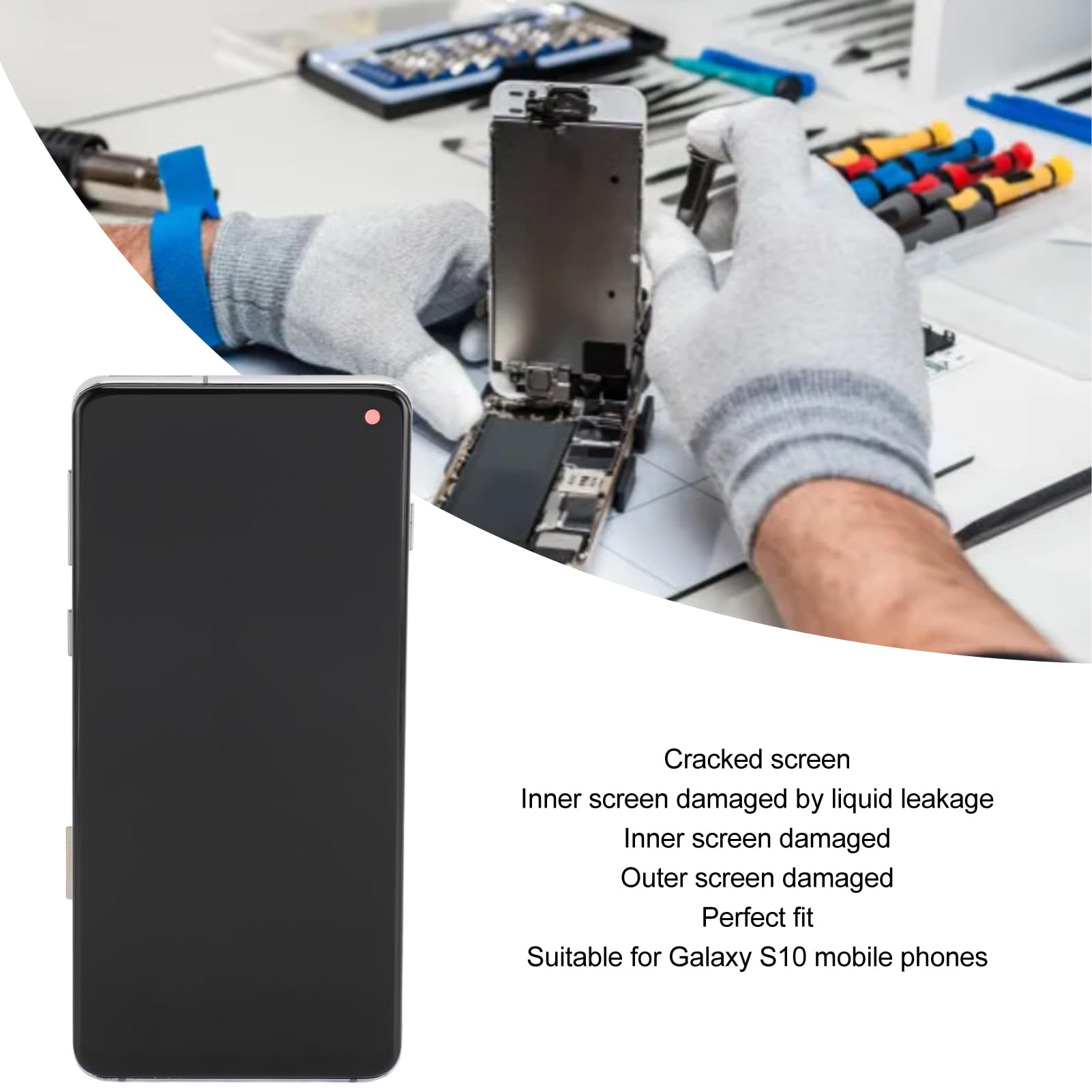 Original Galaxy S10 Screen Replacement with Frame - Full LCD Display Touch Digitizer Assembly & Repair Tools Kit | Compatible with Samsung Galaxy S10 - Perfect for DIY Phone Repairs & Screen Fixes