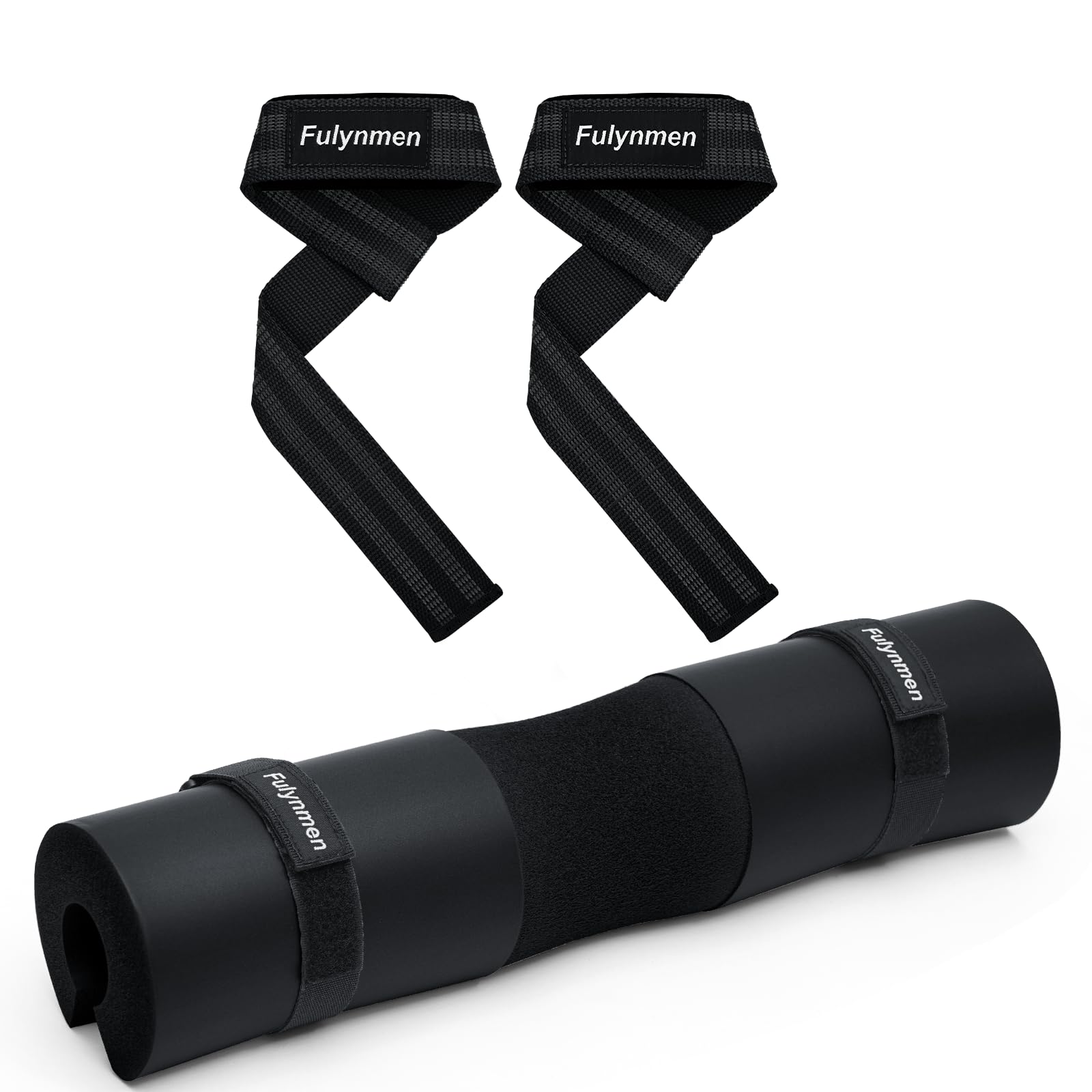 **Fulynmen Thickened Anti-Slip Foam Barbell Pad & Lifting Strap Set - Squat Pad for Hip Thrusts, Lunges, Weightlifting - Includes Large Carrying Bag for Gym & Home Workouts**