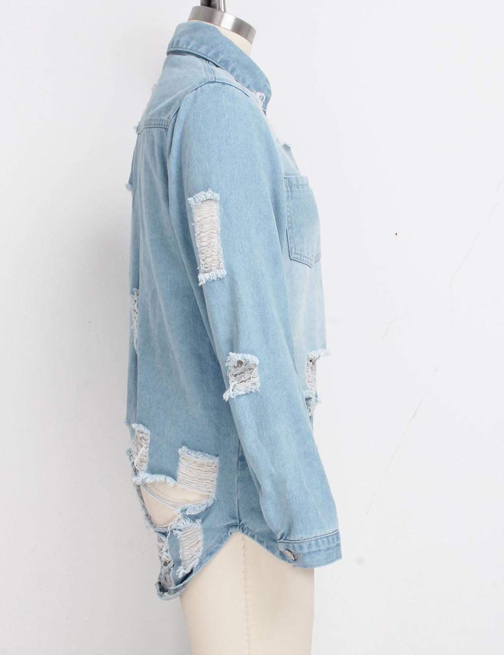 SOMTHRON Women's Distressed Denim Jacket & Ripped Jeans Set - Vintage Denim Outfit for Spring Fall Fashion - Casual Streetwear, Layering Outerwear for Daily Wear and Night Out