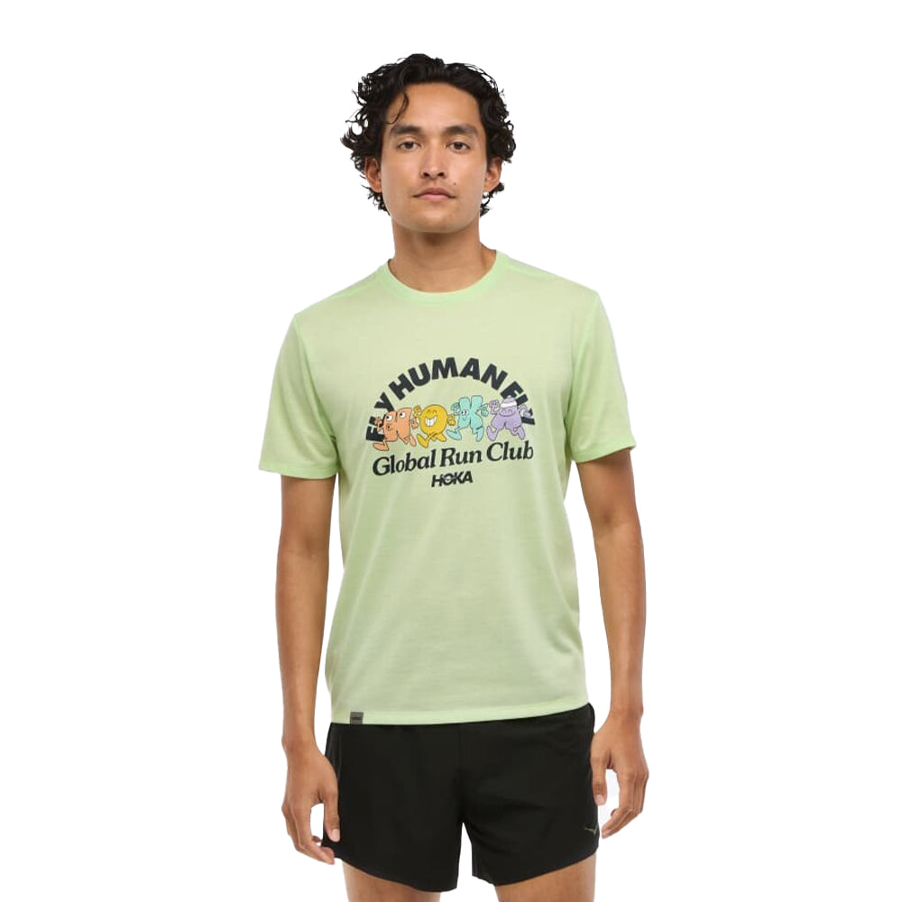 HOKA ONE ONE Men's GlideTech Performance Running Short Sleeve Shirt - Lightweight & Breathable for Marathon Training & Outdoor Workouts