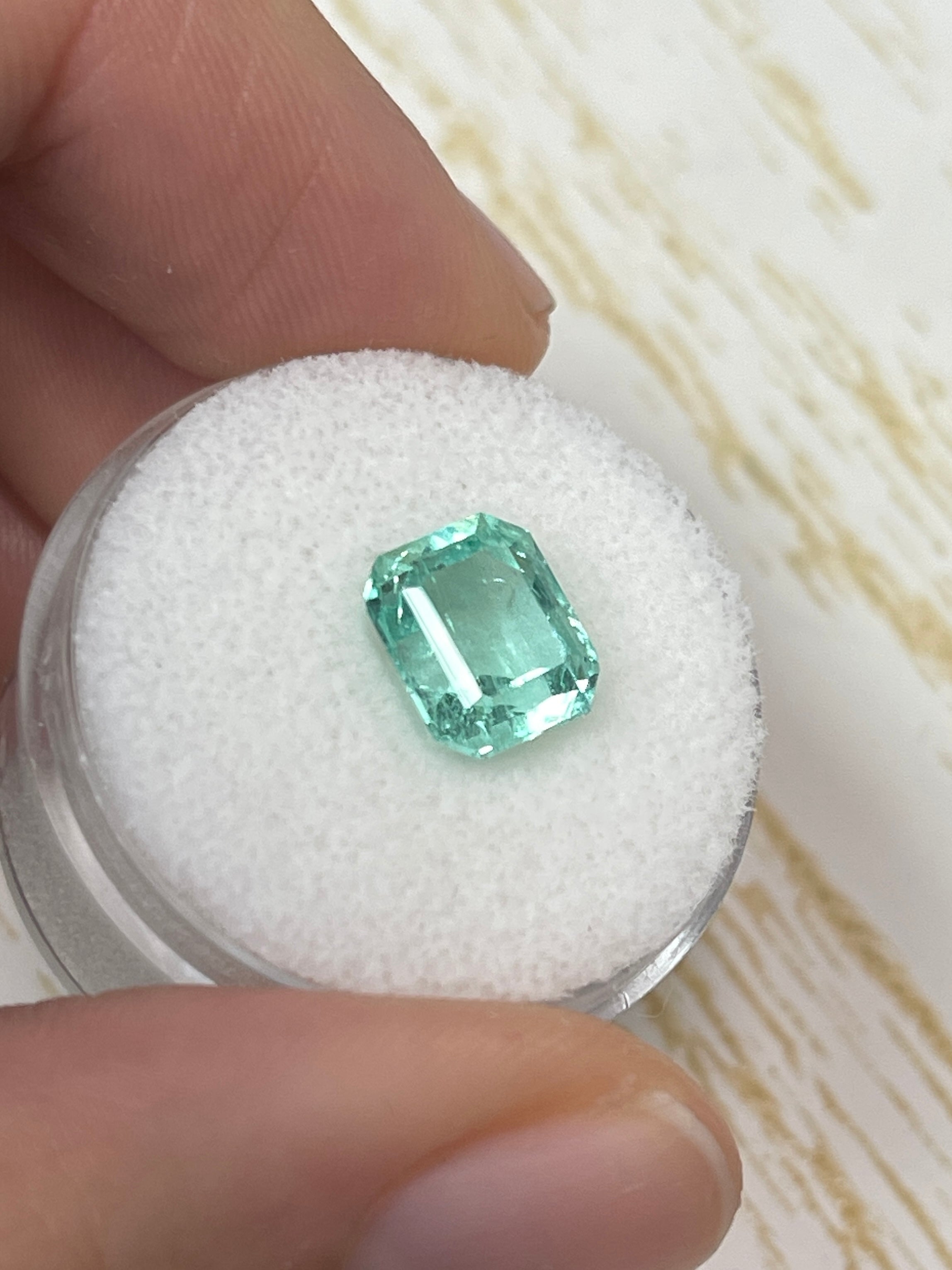 2.87 Carat 9x8mm Seafoam Green Natural Loose Colombian Emerald Gemstone - Emerald Cut for Jewelry Making, Engagement Rings & Luxury Gifts