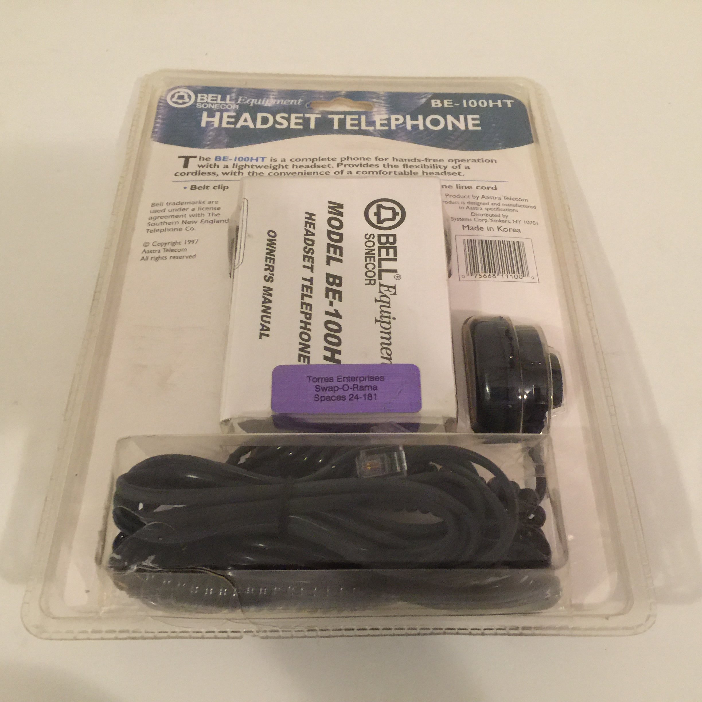 Bell Sonecor BE-100HT Corded Telephone Headset with Noise-Canceling Mic - Perfect for Office, Call Center & Home Business Communication