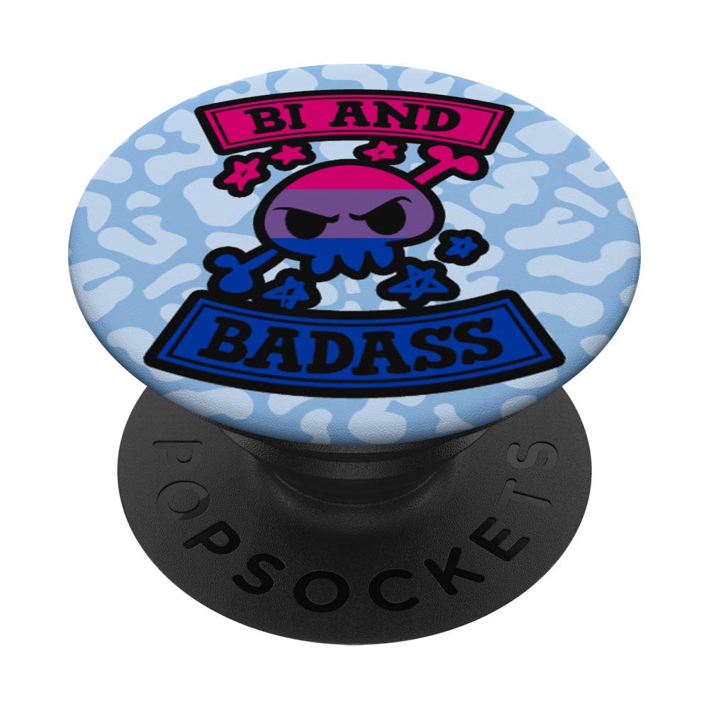 Blue Bi and Badass Bisexual Gay Pride Flag PopSockets - Swappable PopGrip for Teens - Perfect for Phones, Tablets & Laptops - Show Your Pride at School, Parties & LGBTQ+ Events