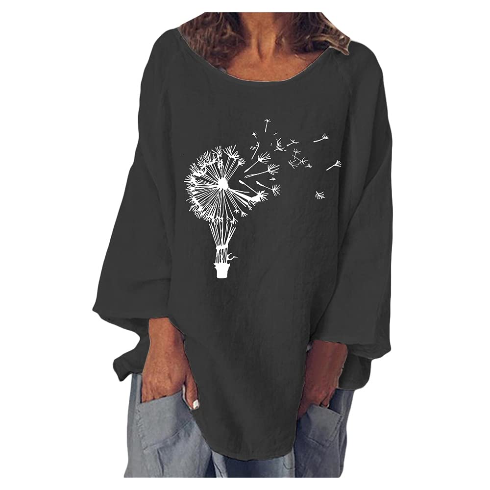 Women's Long Sleeve Tunic T-Shirt - Soft Loose Crew Neck Blouse with Pocket - Casual Comfort Top for Work, Travel & Everyday Wear