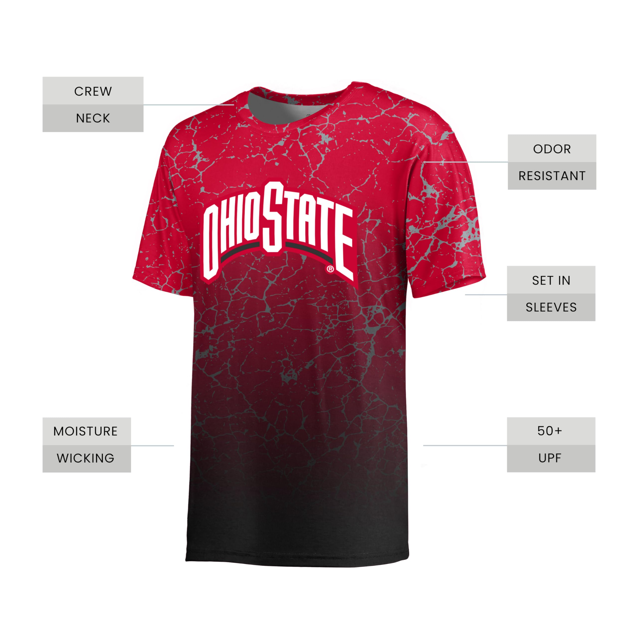 Holloway Men's NCAA Officially Licensed Cotton-Touch Poly Marble Tee - Comfortable Collegiate T-Shirt for Basketball & Football Fans - Perfect for Game Day, Tailgating, and Casual Wear