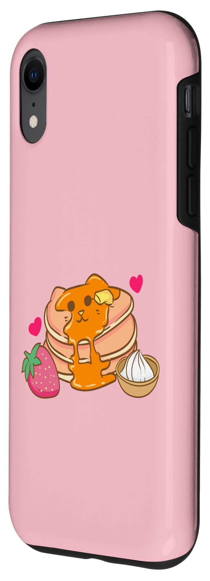 Cute Kawaii Anime Pancake Cat iPhone XR Case - Strawberry & Almond Flour Design - Perfect for Anime Fans & Kawaii Lovers - Great for School, Work & Daily Use
