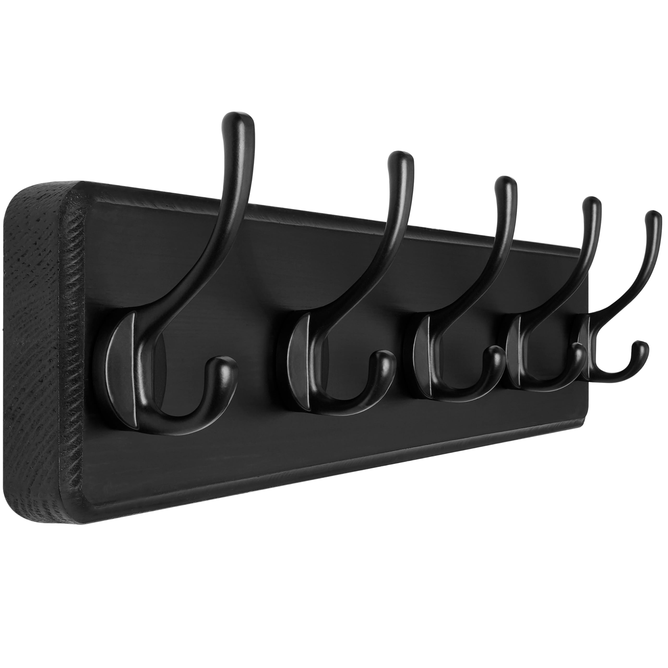 SKOLOO Rustic Wall Mounted Coat Rack - 5 Hook Solid Pine Wood Hanger for Coats, Robes & Towels | Perfect for Entryway, Mudroom & Bathroom Organization