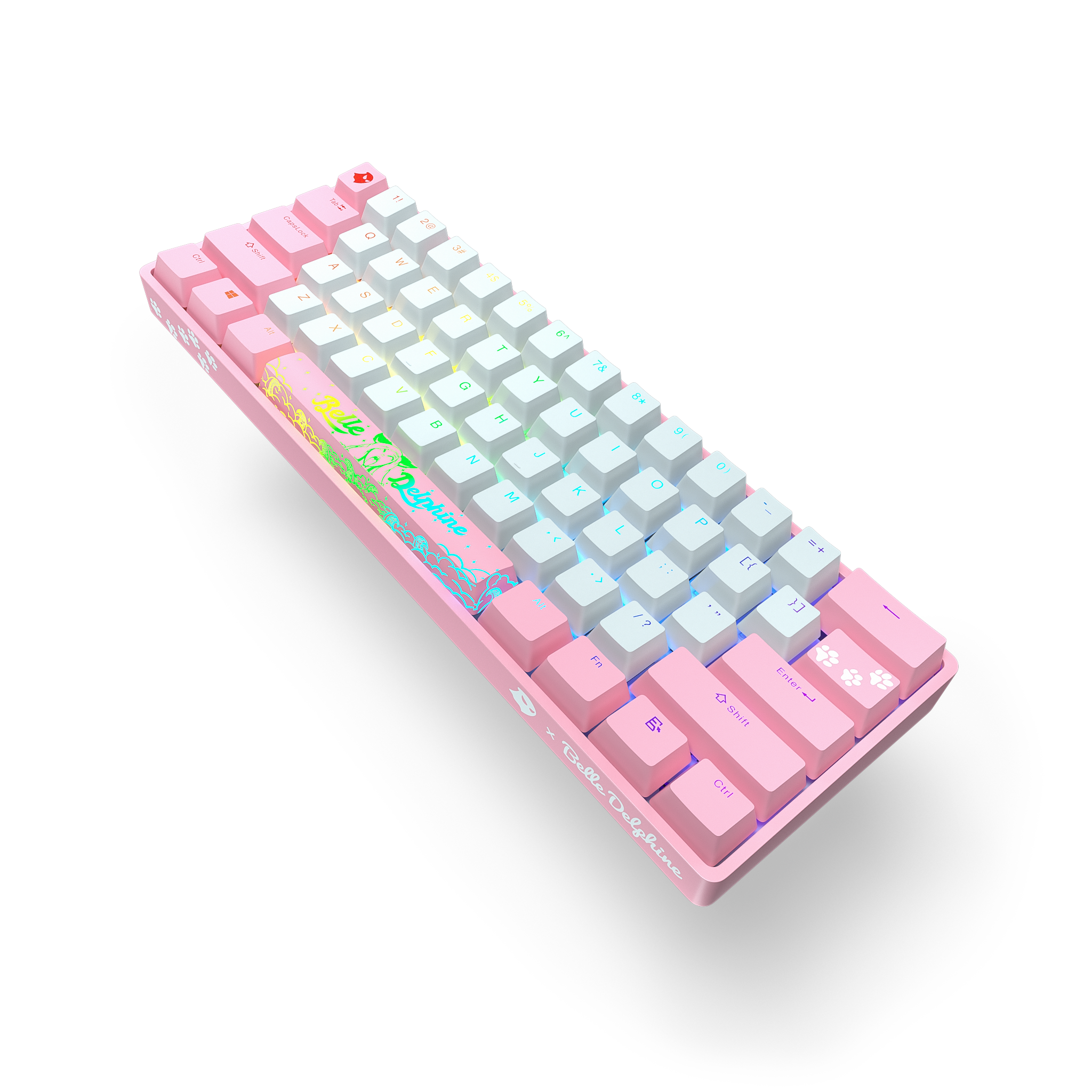 Belle Delphine X Ghost Edition K1 Wireless Mechanical Gaming Keyboard - Kitty Pink RGB Backlit | Perfect for Gaming, Streaming & Typing