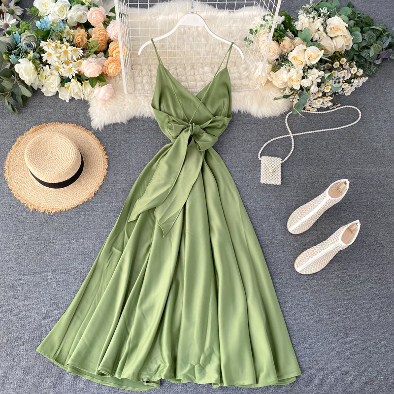 Elegant Long Skirt Summer Dress for Women - Open Back Spaghetti Strap Flowy Maxi Dress | Perfect for Beach Vacations, Date Nights & Summer Parties