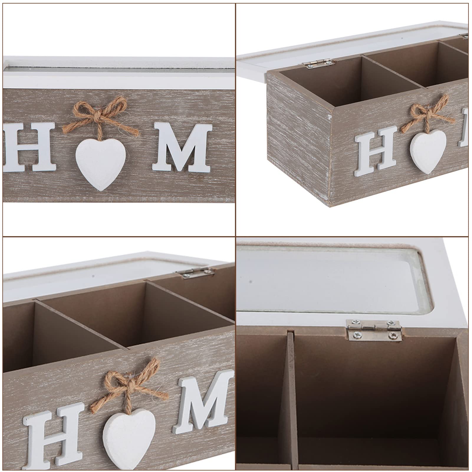 Premium Wooden Tea Box with Lid - Tea Bag Organizer & Storage Chest - Clear Sampler Assortment Box for Loose Leaf & Bagged Teas - Perfect for Kitchen, Pantry, or Gift Giving