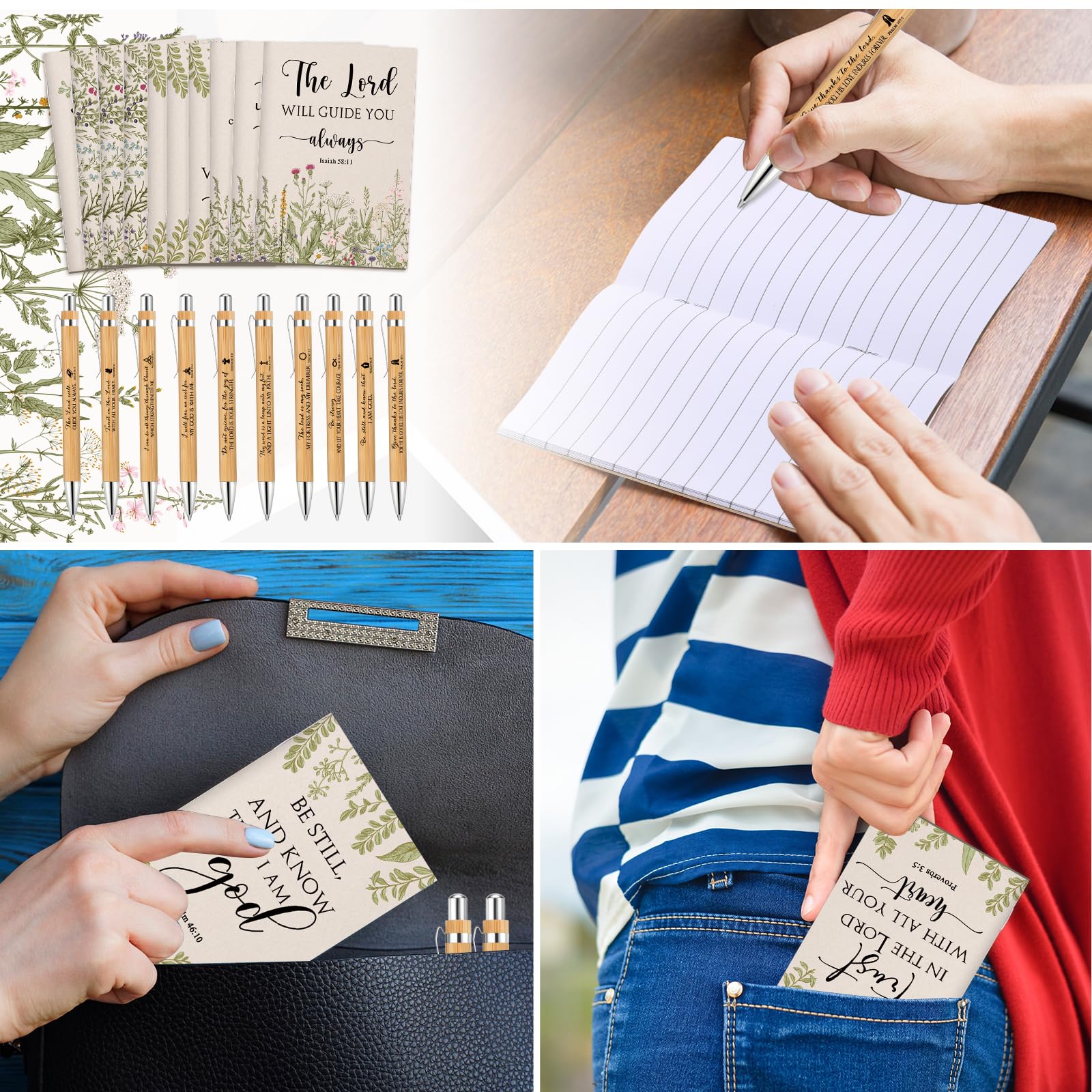 60 Pcs Christian Easter Gifts Bulk - Inspirational Bible Verse Notebook & Prayer Journal Set with Pen - Religious Gifts for Women, Church Teachers, Nurses - Perfect for Mother's Day, Sunday School & Bible Study (Beige)