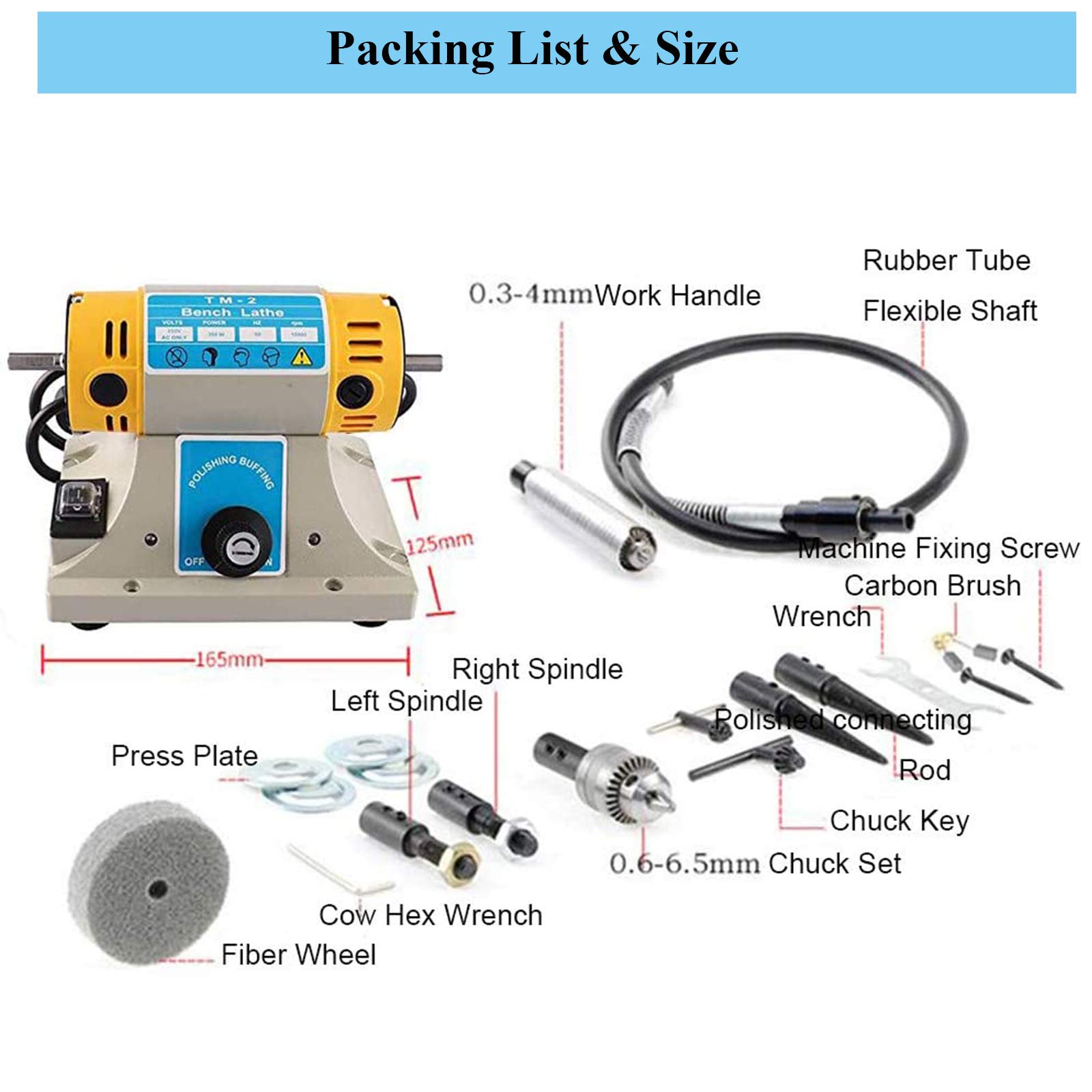 Professional Bench Polisher - 10000r/min Jewelry Gem Polishing Grinding Buffer Machine with 350W Motor & 110V Power - Mini Bench Lathe Tool Kit for Jewelers & DIY Crafts - Perfect for Jewelry Making, Metal Polishing & Small Workshop Projects