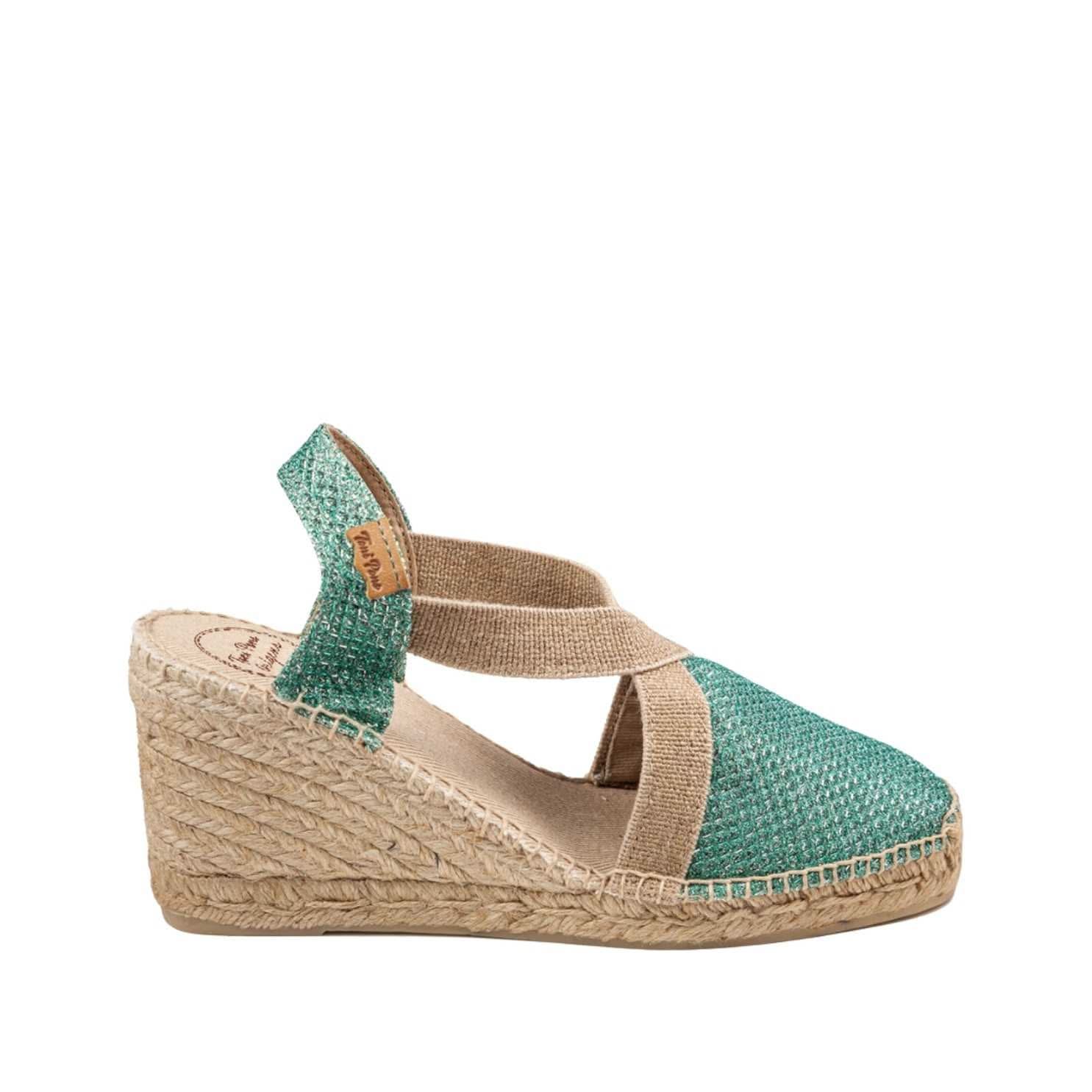 Women's Metallic High Heel Wedge Espadrille Shoes - Comfortable Cotton Blend Platform Sandals for Party, Wedding & Summer Outfits