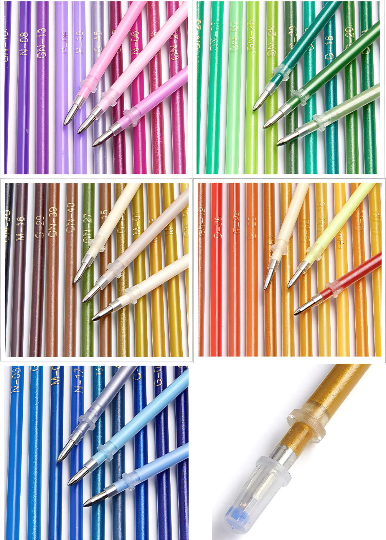 YYMIYU Glitter Gel Pens Refills - 120 Neon Glitter Gel Refills for Adult Coloring Books, Journaling, Crafting, Doodling & Drawing | Perfect for DIY Art Projects, Scrapbooking & Hand Lettering