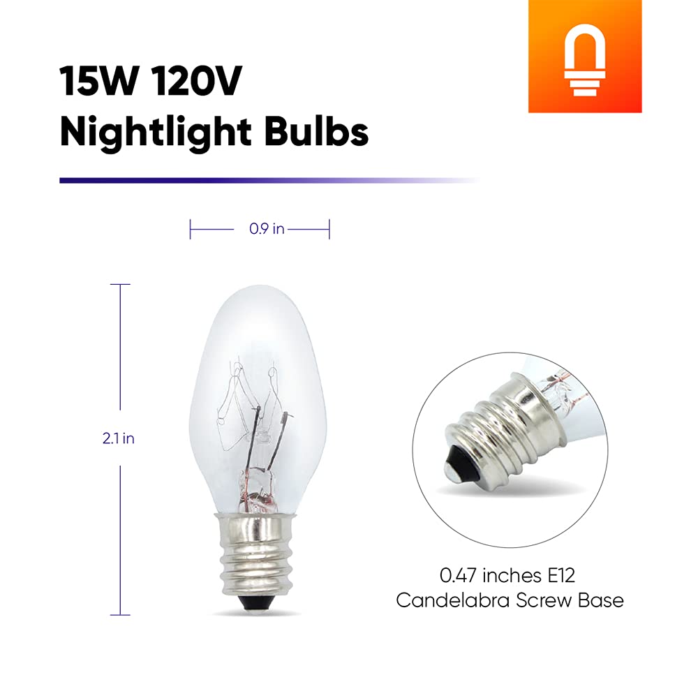 Lumenivo 120V 15W Replacement Light Bulb for Scentsy Warmer & Wax Melters - 15 Watt Nightlight Bulbs for Himalayan Salt Lamps, Candle Warmers & Plug-Ins - Pack of 10 Bulbs - Perfect for Aromatherapy & Home Fragrance Use