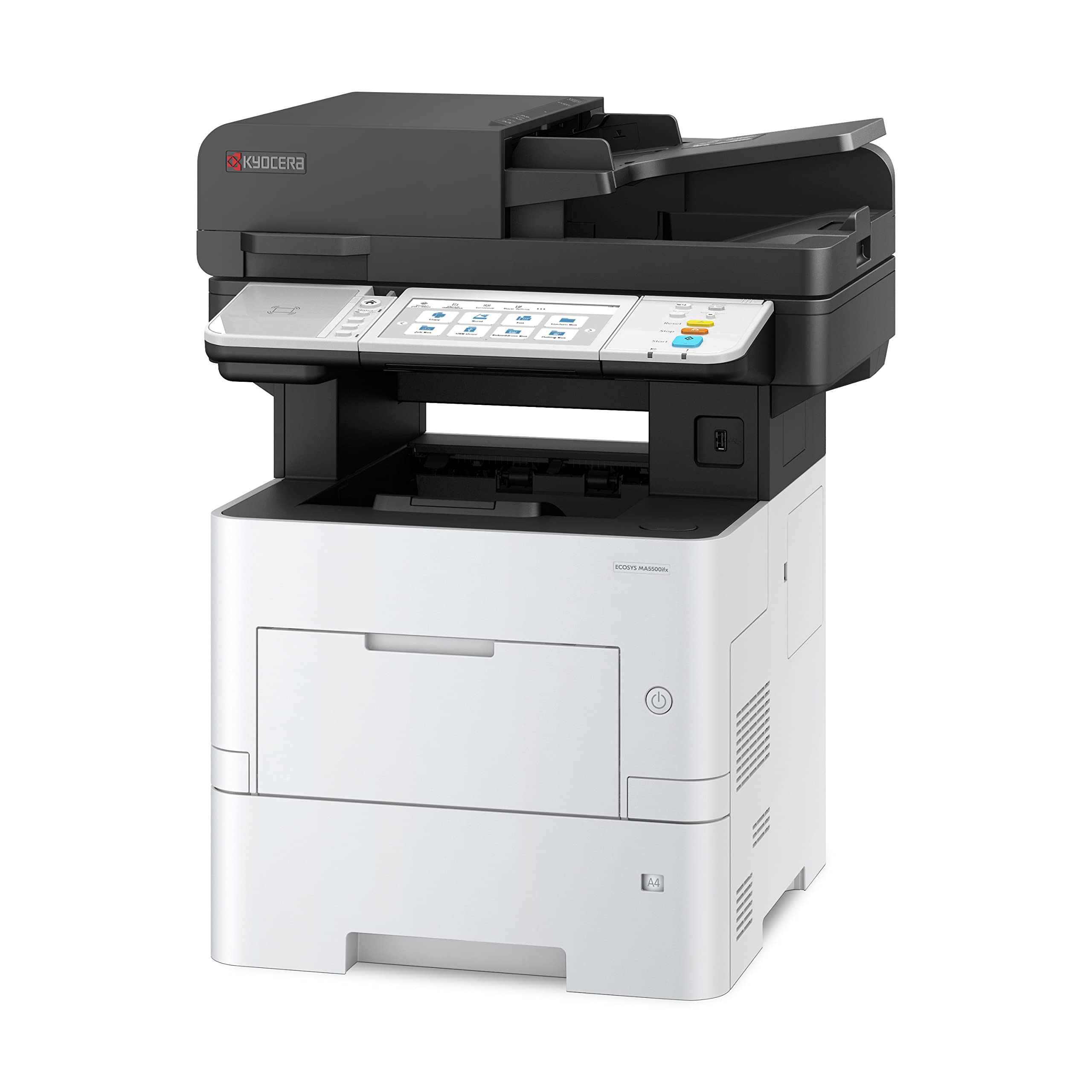 KYOCERA ECOSYS MA5500ifx All-in-One Monochrome Laser Printer - Print, Copy, Scan, Fax - 57 ppm High Speed, 1200 dpi Fine Resolution, Gigabit Ethernet, HyPAS Capable, 7-inch Touchscreen, 512 MB Memory - Perfect for Office & Small Business Document Management