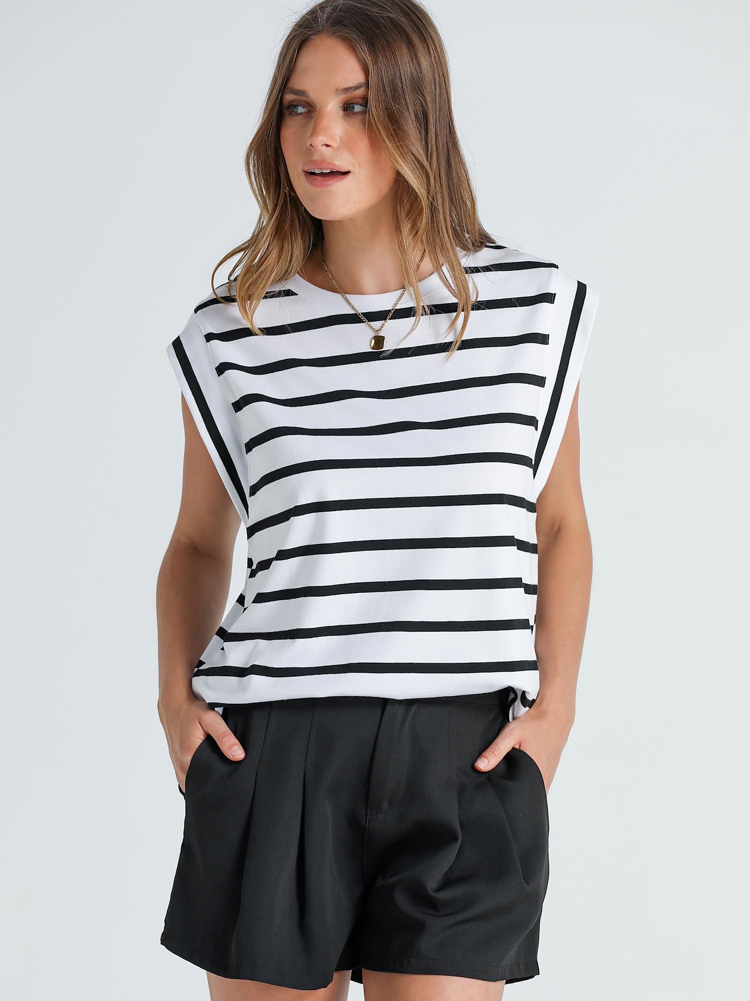WIHOLL Women's Cap Sleeve Summer Tops - Basic Casual Loose Fit Tee Shirts & Fashion Tank Tops for 2025 | Perfect for Beach Outings, Weekend Wear and Summer Vacation Outfits