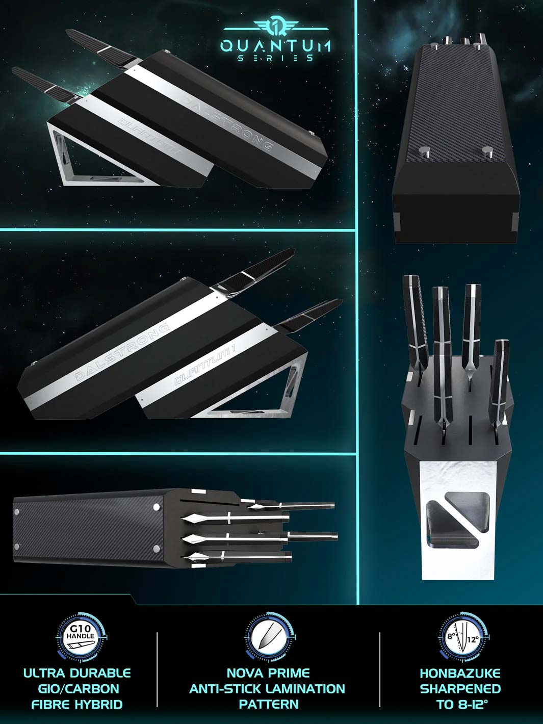 Dalstrong Quantum 1 Series 5-Piece Knife Block Set - High-Quality Kitchen Knives for Professional Chefs & Home Cooking | Perfect for Meat Cutting, Vegetable Chopping & Food Preparation