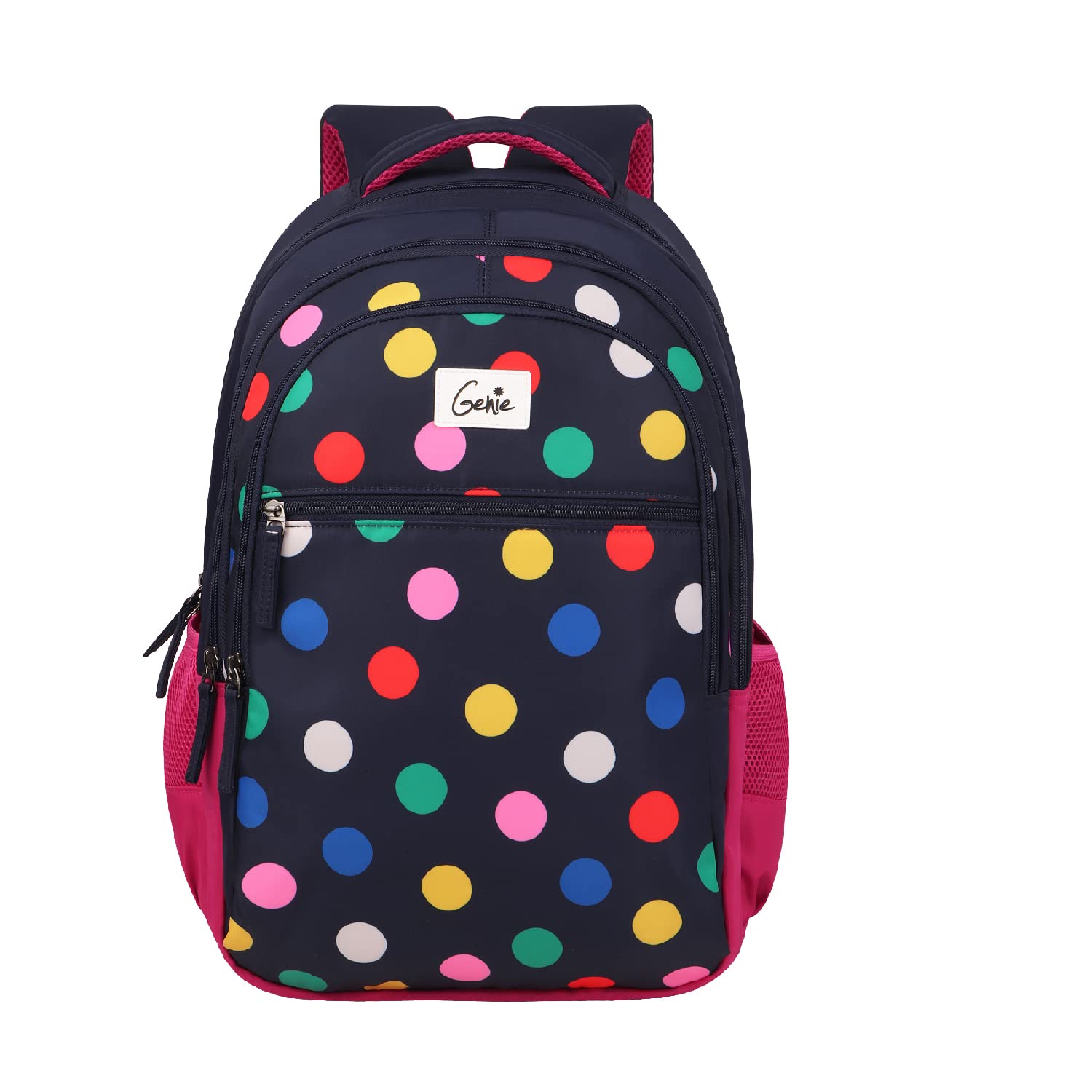 Genie Poppins Women's Backpack - 3 Compartment Water Resistant School Bag for Girls & College Students | Stylish Trendy Daypack for Travel, Work & Campus Life