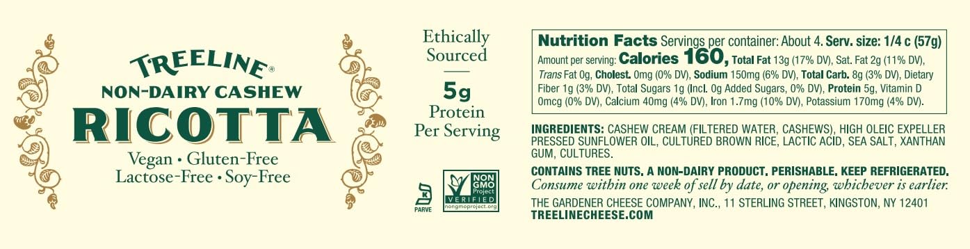 Treeline Vegan Cheese Assortment - Dairy-Free Ricotta, Sour Cream & Plain Cream Cheese Alternative | Perfect for Plant-Based Diets, Charcuterie Boards & Vegan Recipes