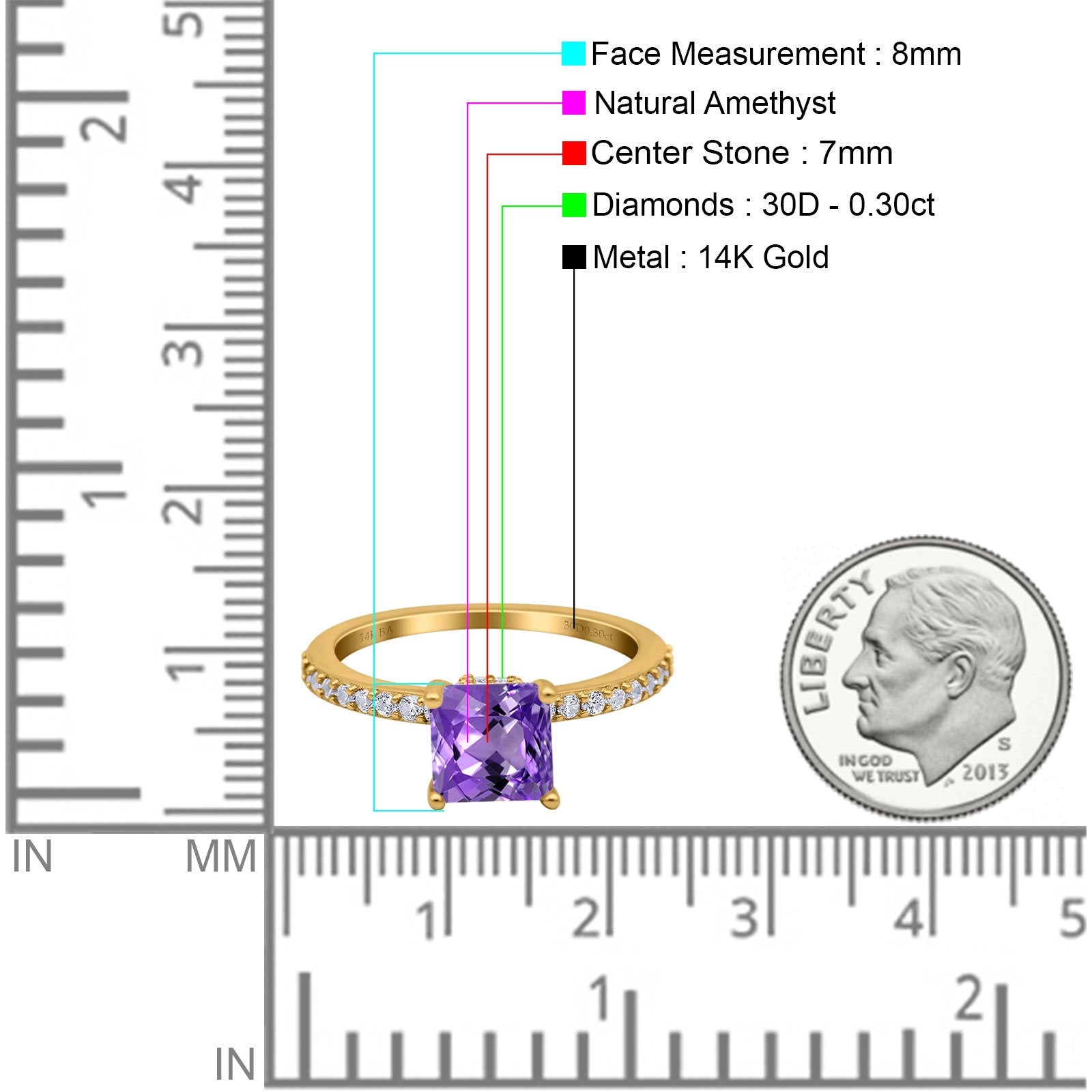 14K Gold 1.55ct Cushion Cut Vintage 7mm G SI Diamond Engagement Wedding Ring for Women - Elegant Bridal Jewelry, Anniversary Gift, Proposal Present