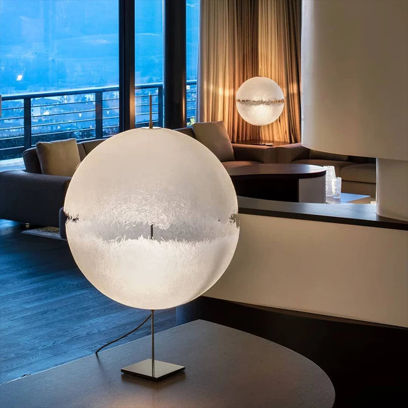 Modern LED White Sphere Floor Lamp - Stylish Ambient Lighting for Living Room, Bedroom, or Office Decor