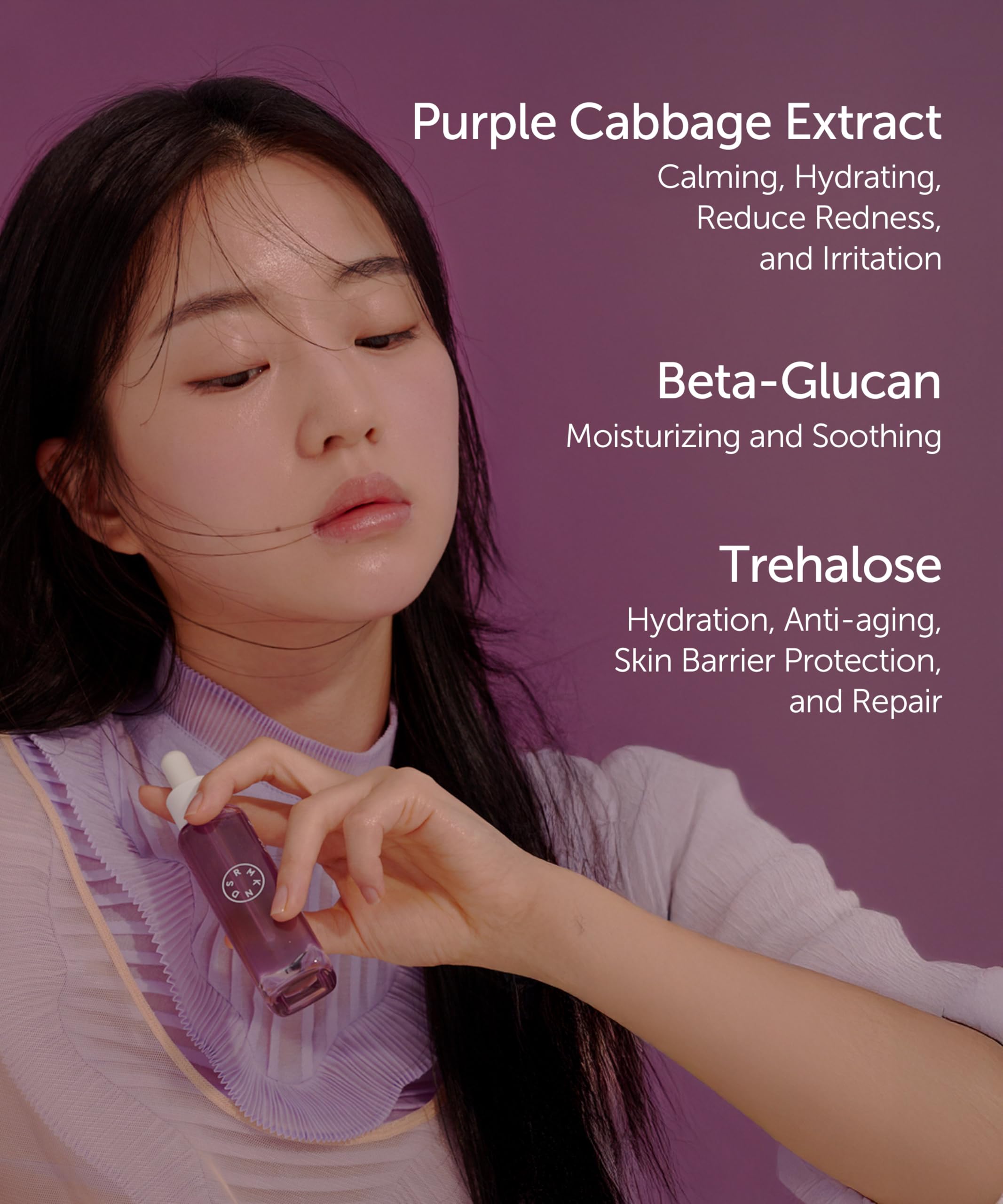 SERUMKIND Purple Cabbage Serum for Calming & Skin Recovery - Korean Face Skincare with 100,000ppm Beta Glucan - Soothing & Redness Relief Serum - Vegan & Cruelty-Free (1.01 fl.oz) - Perfect for Sensitive Skin & Daily Skincare Routine