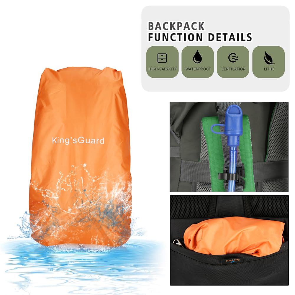 WIYPRQZ 60L Waterproof Hiking Backpack with Rain Cover - Lightweight Camping Backpack for Men & Women - Perfect for Outdoor Adventures, Travel, Climbing & Fishing (Green)