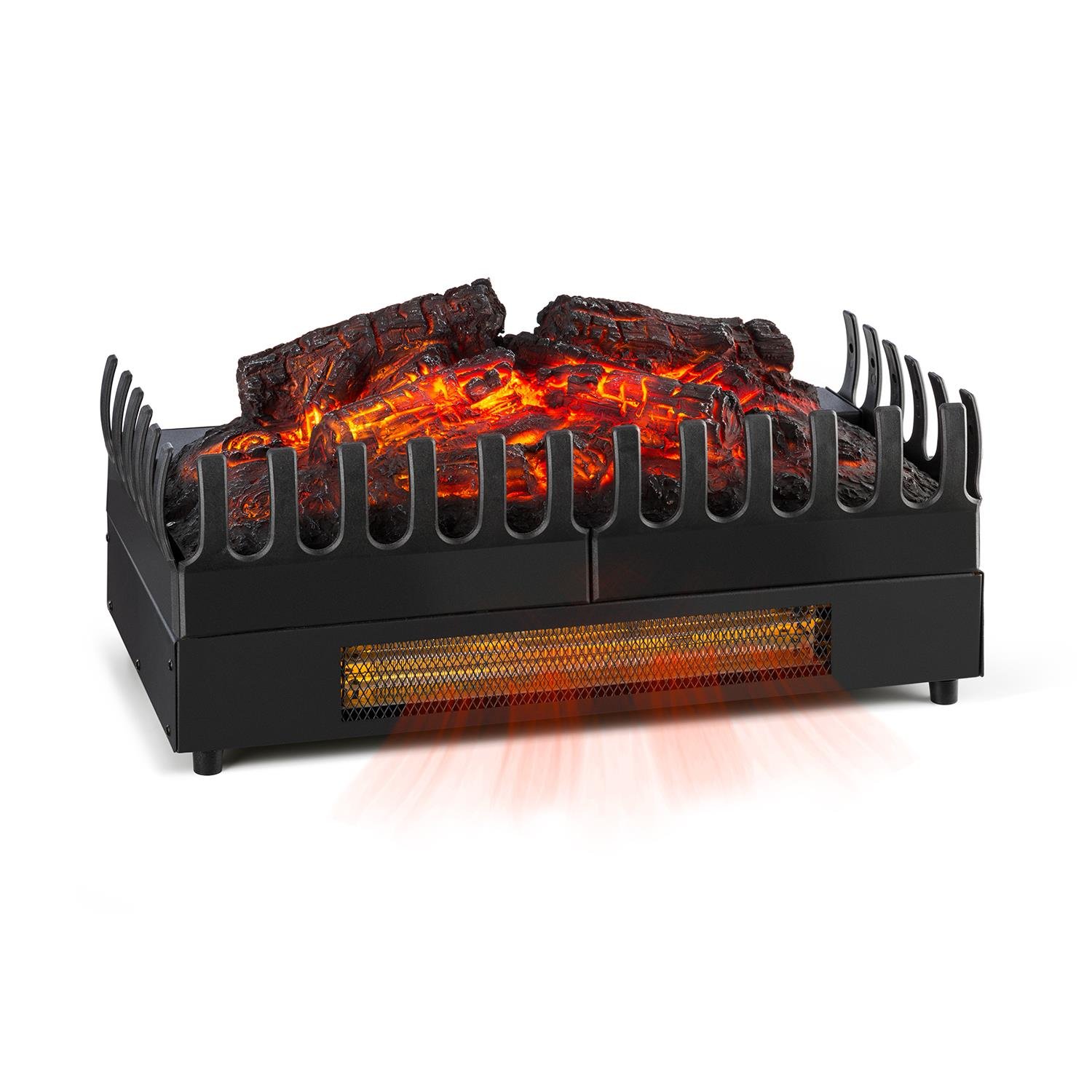 KLARSTEIN Kamini Electric Fireplace Insert with Realistic Glowing Logs - 1000W/1500W Adjustable Heater, 2W LED Flame Effect, Soot-Free & Easy to Clean - Creates Romantic Ambiance for Living Room, Bedroom, or Office (Black)