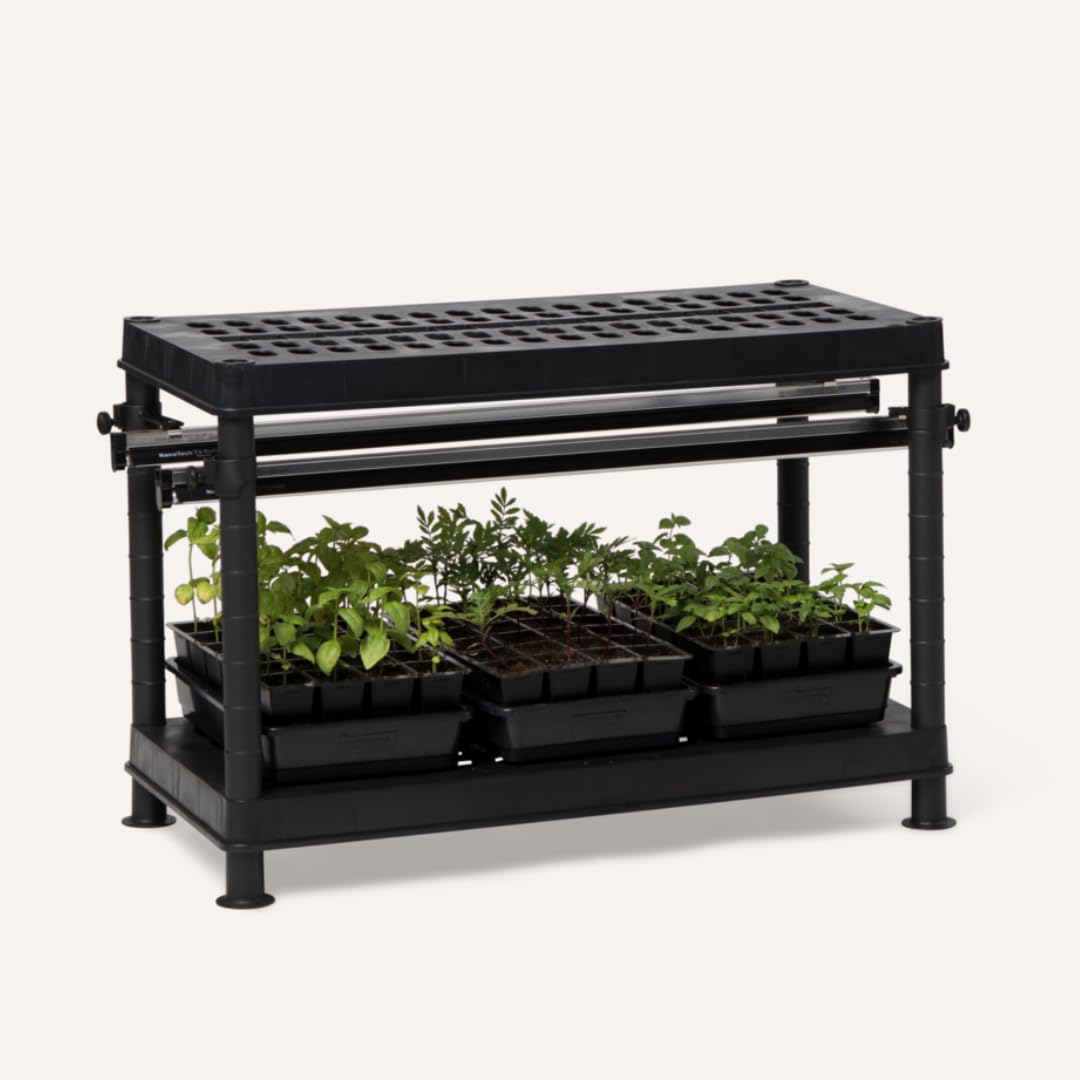 Gardener's Supply Company Stack-n-Grow Grow Light System with 2 Full-Spectrum T5 Fluorescent Bulbs – Indoor Plant Stand for Seeds, Herbs, Succulents & Houseplants | Perfect for Home Gardening, Hydroponics & Year-Round Indoor Planting